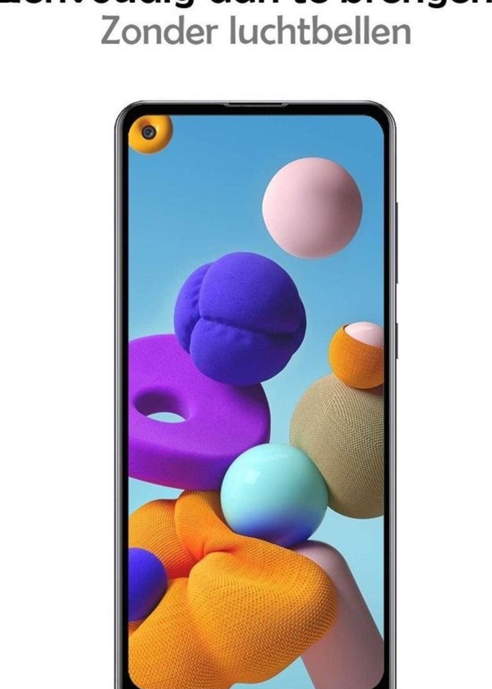 LUQ Hoesje Geschikt voor Samsung A21s Hoesje Shockproof Case Siliconen Met Screenprotector - Hoes Geschikt voor Samsung Galaxy A21s Hoes Cover Siliconen - Transparant