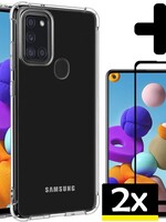LUQ LUQ Samsung Galaxy A21s Hoesje met 2x Screenprotector Full Cover