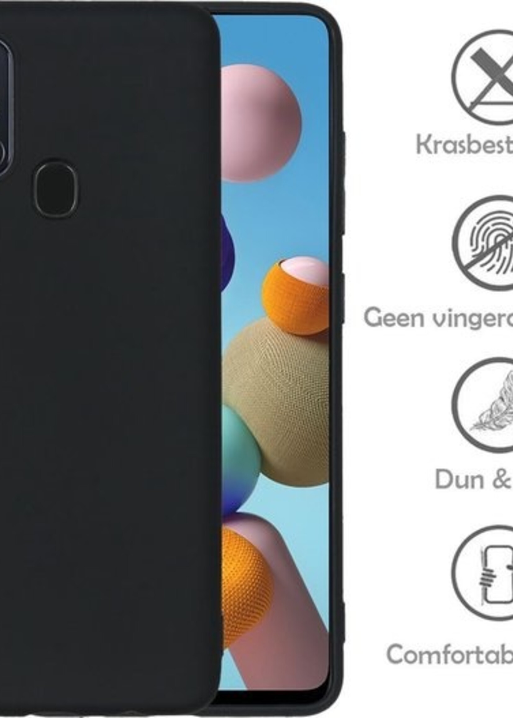 LUQ Hoesje Geschikt voor Samsung A21s Hoesje Siliconen Case - Hoes Geschikt voor Samsung Galaxy A21s Hoes Siliconen - Zwart - 2 Stuks