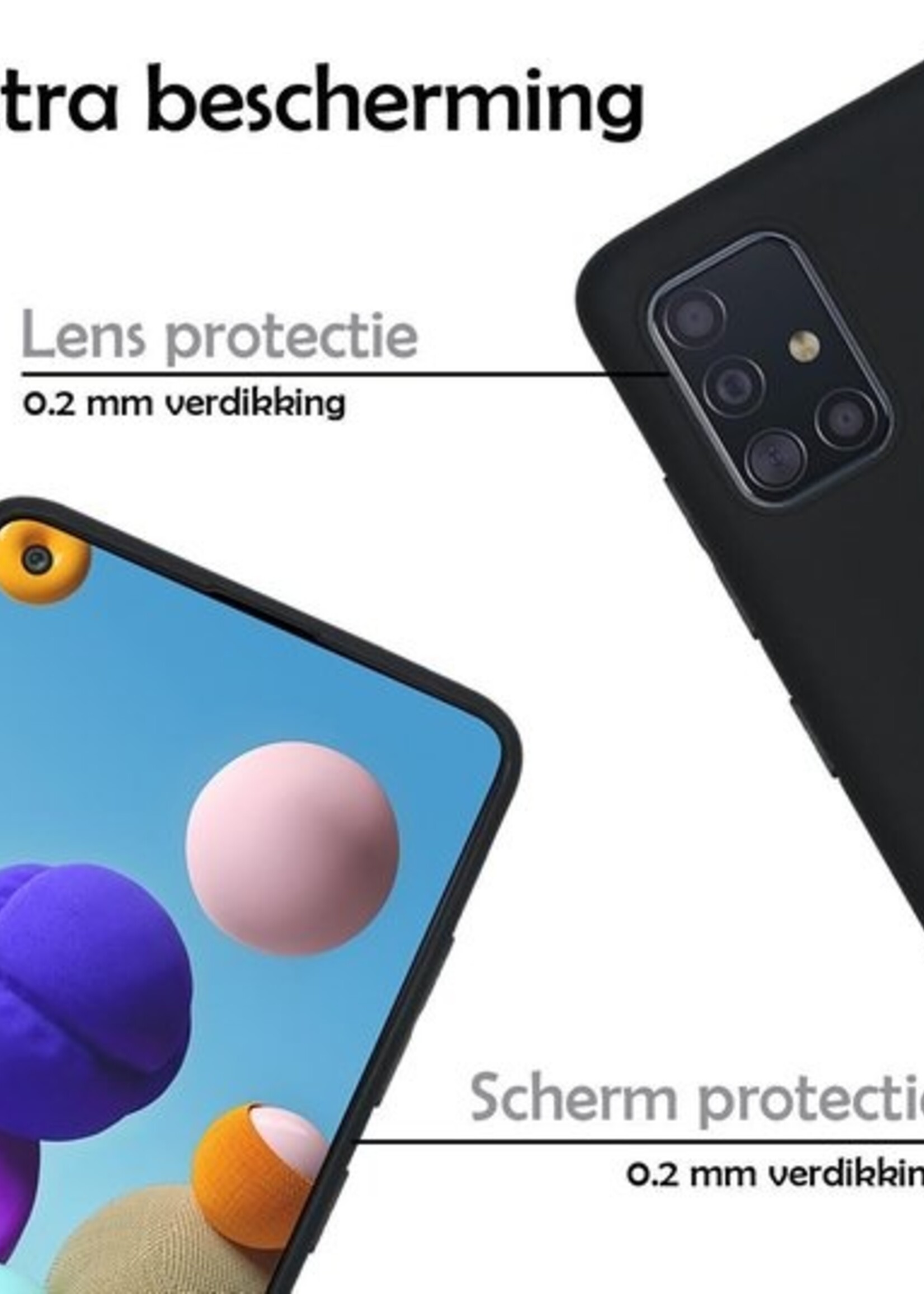 LUQ Hoesje Geschikt voor Samsung A21s Hoesje Siliconen Case - Hoes Geschikt voor Samsung Galaxy A21s Hoes Siliconen - Zwart - 2 Stuks
