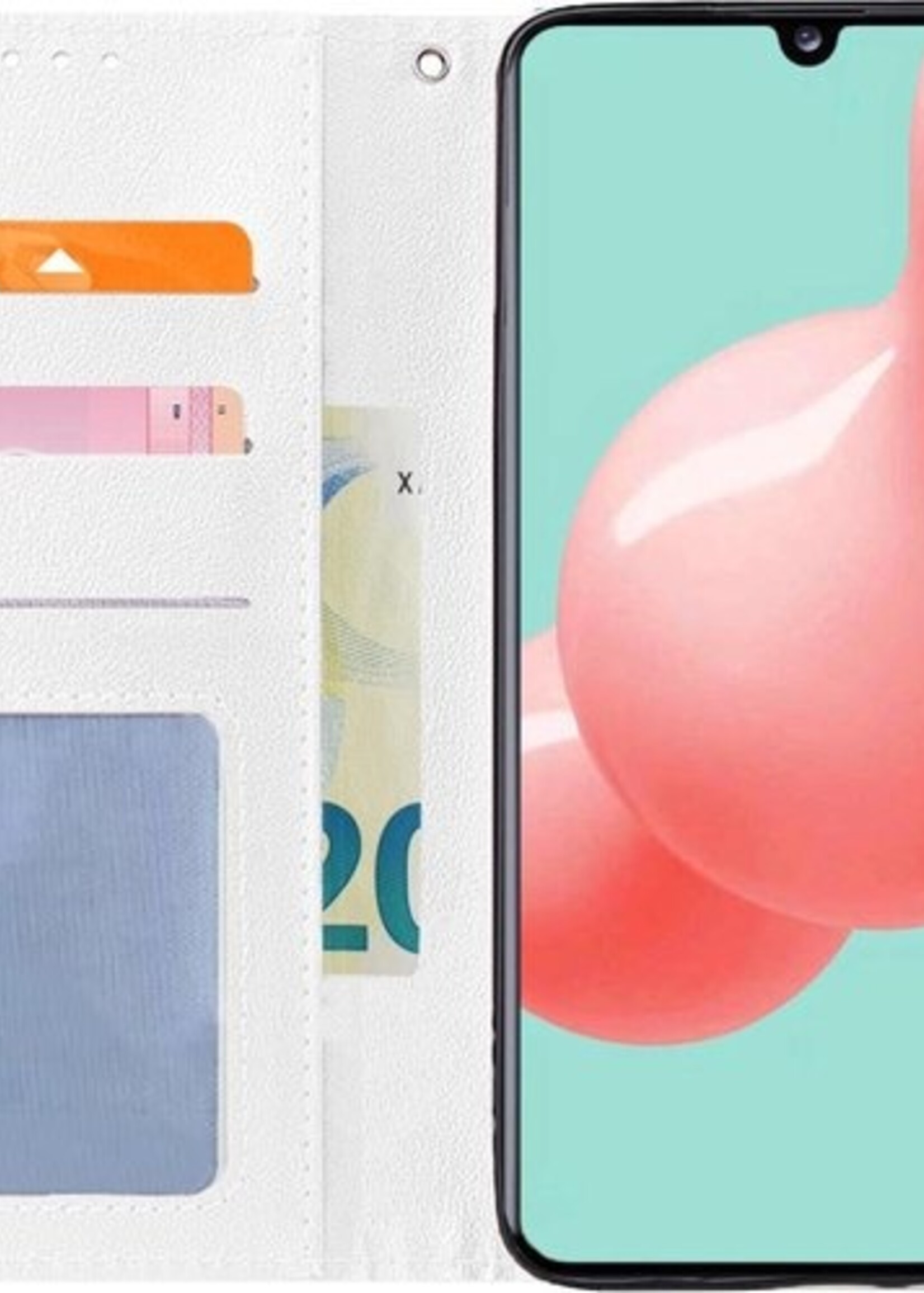 LUQ Hoesje Geschikt voor Samsung A41 Hoesje Book Case Hoes Wallet Cover - Hoes Geschikt voor Samsung Galaxy A41 Hoesje Bookcase Hoes - Wit