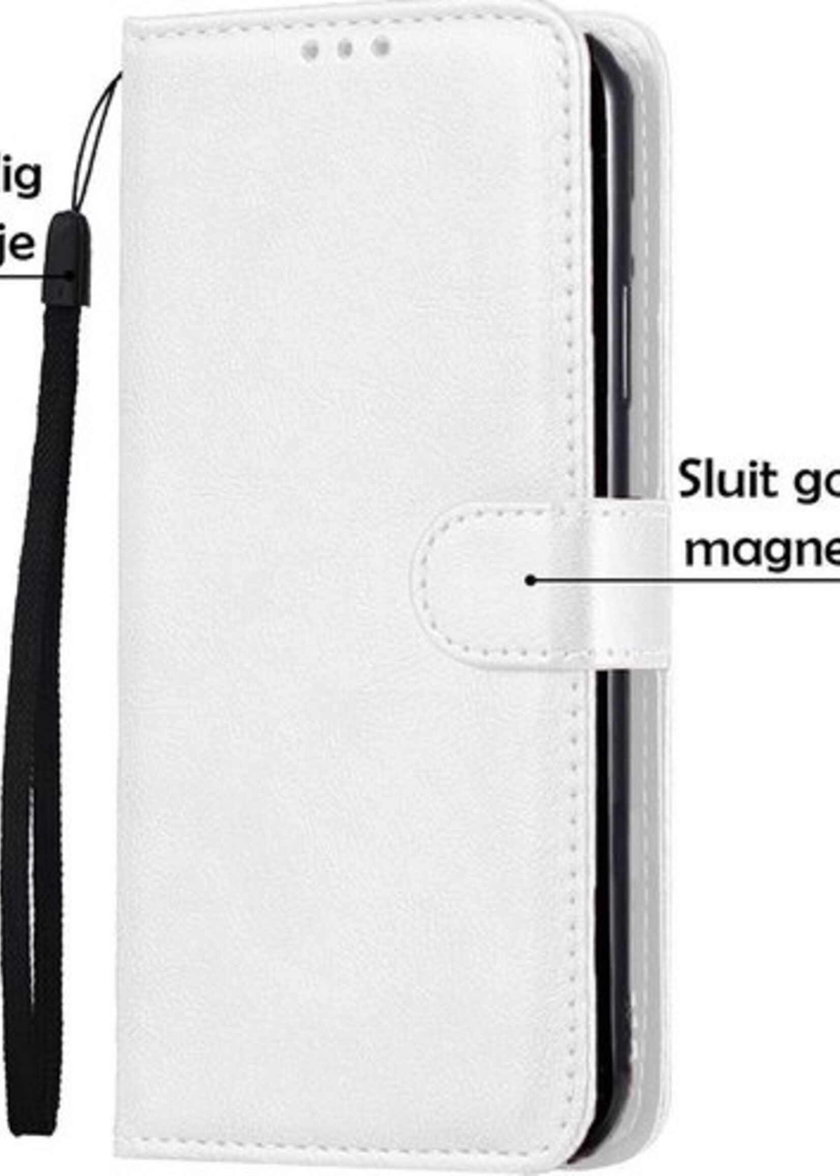 LUQ Hoesje Geschikt voor Samsung A41 Hoesje Book Case Hoes Wallet Cover - Hoes Geschikt voor Samsung Galaxy A41 Hoesje Bookcase Hoes - Wit