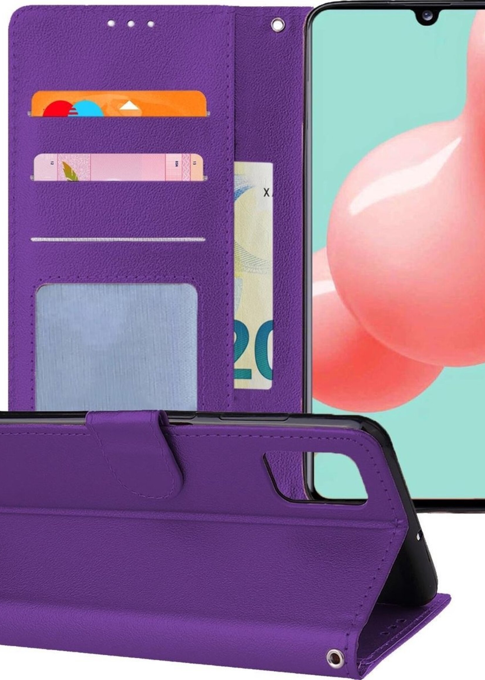 LUQ Hoesje Geschikt voor Samsung A41 Hoesje Book Case Hoes Wallet Cover - Hoes Geschikt voor Samsung Galaxy A41 Hoesje Bookcase Hoes - Paars