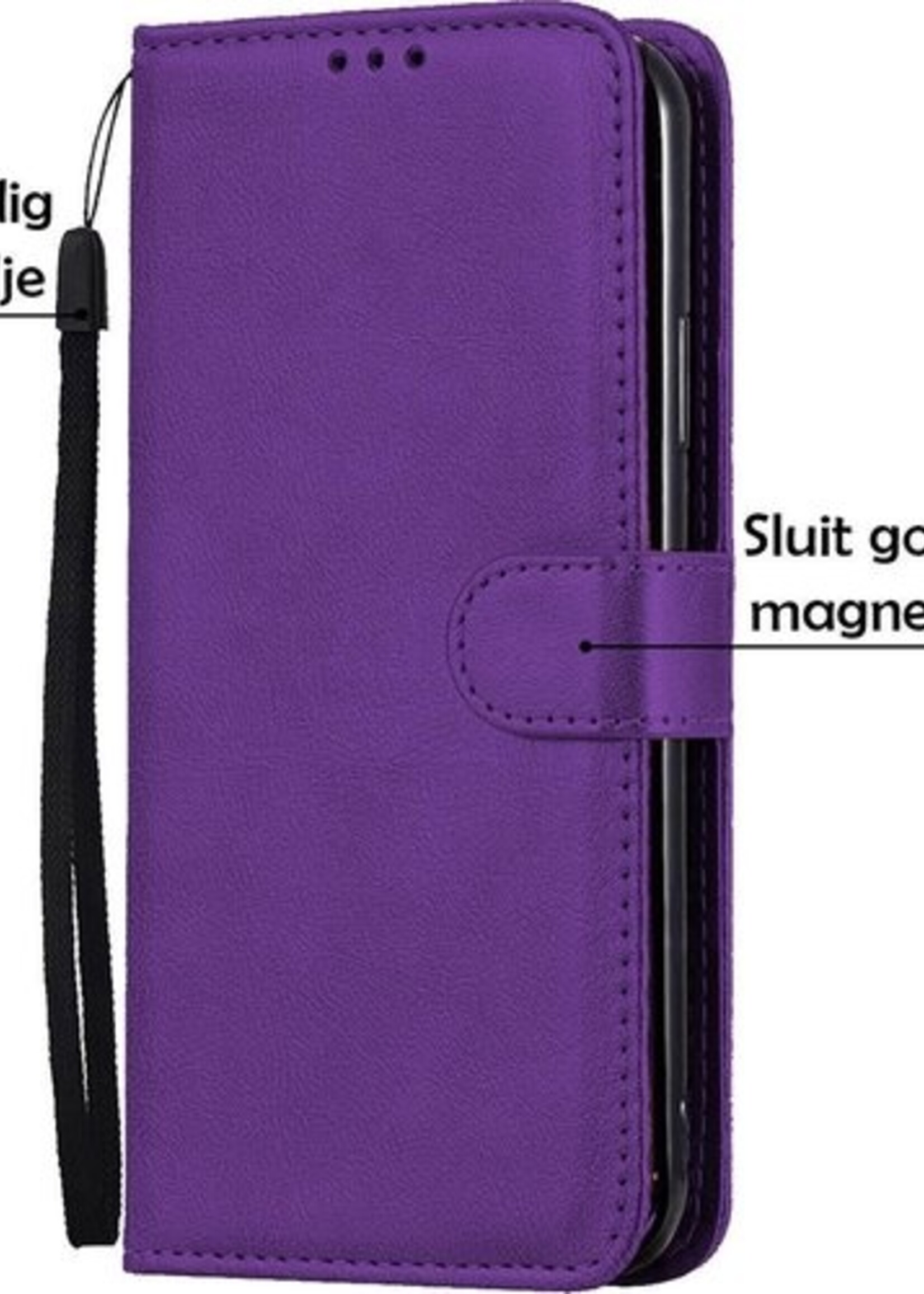LUQ Hoesje Geschikt voor Samsung A41 Hoesje Book Case Hoes Wallet Cover - Hoes Geschikt voor Samsung Galaxy A41 Hoesje Bookcase Hoes - Paars