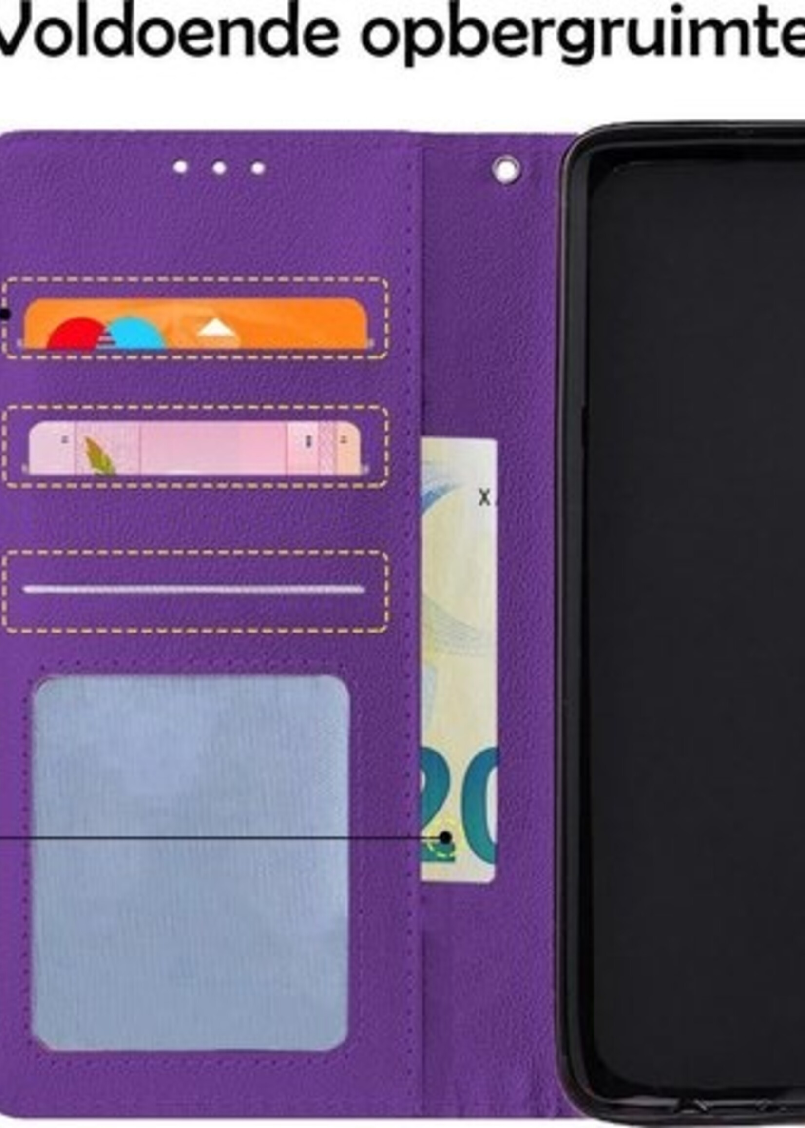 LUQ Hoesje Geschikt voor Samsung A41 Hoesje Book Case Hoes Wallet Cover - Hoes Geschikt voor Samsung Galaxy A41 Hoesje Bookcase Hoes - Paars