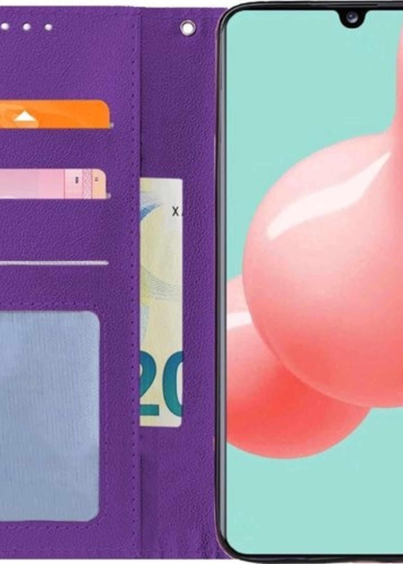 LUQ Hoesje Geschikt voor Samsung A41 Hoesje Book Case Hoes Wallet Cover - Hoes Geschikt voor Samsung Galaxy A41 Hoesje Bookcase Hoes - Paars