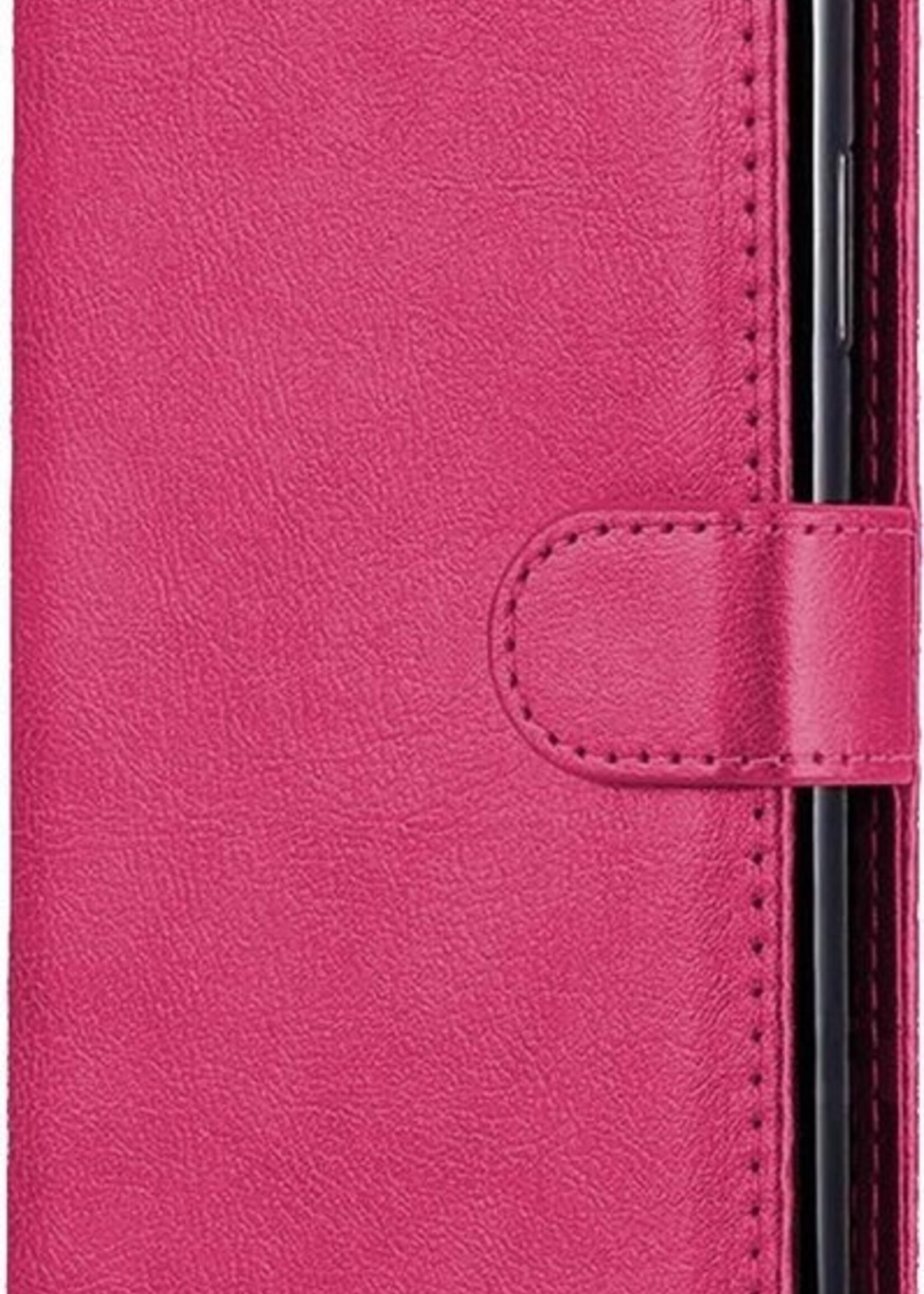 LUQ Hoesje Geschikt voor Samsung A41 Hoesje Book Case Hoes Wallet Cover - Hoes Geschikt voor Samsung Galaxy A41 Hoesje Bookcase Hoes - Donkerroze