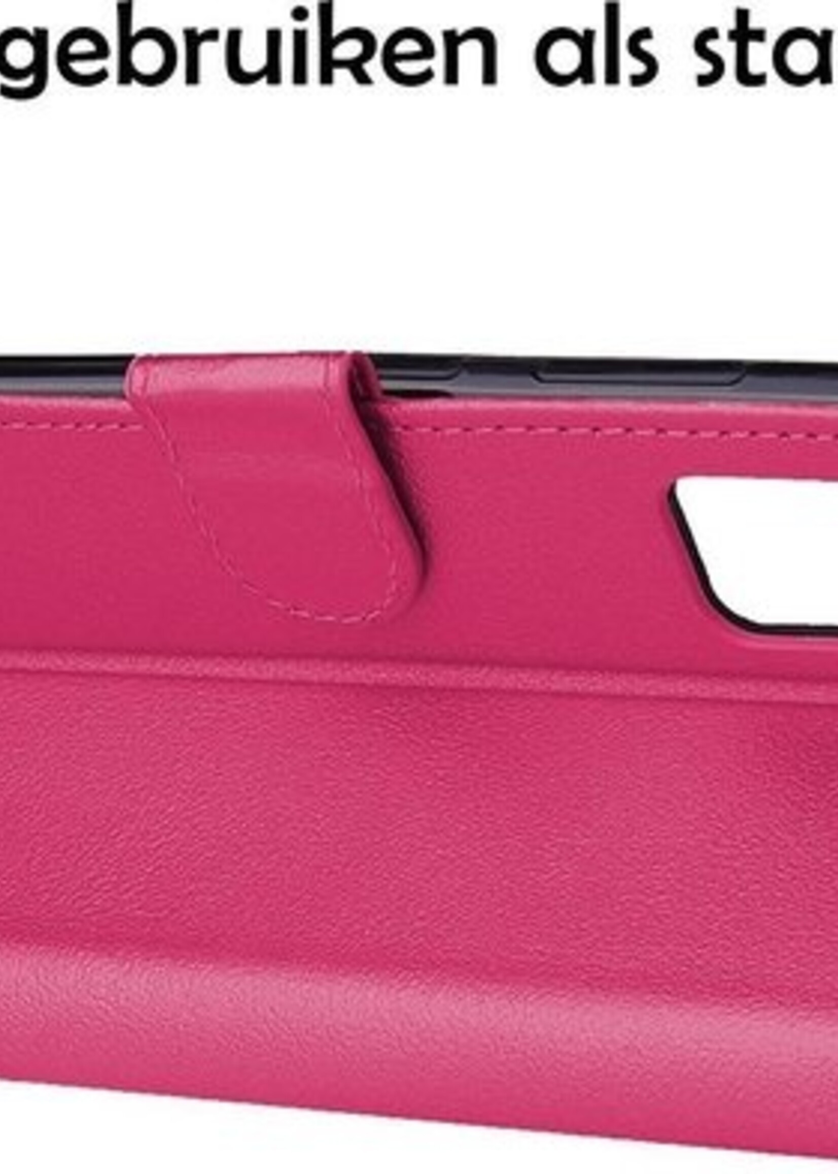 LUQ Hoesje Geschikt voor Samsung A41 Hoesje Book Case Hoes Wallet Cover - Hoes Geschikt voor Samsung Galaxy A41 Hoesje Bookcase Hoes - Donkerroze
