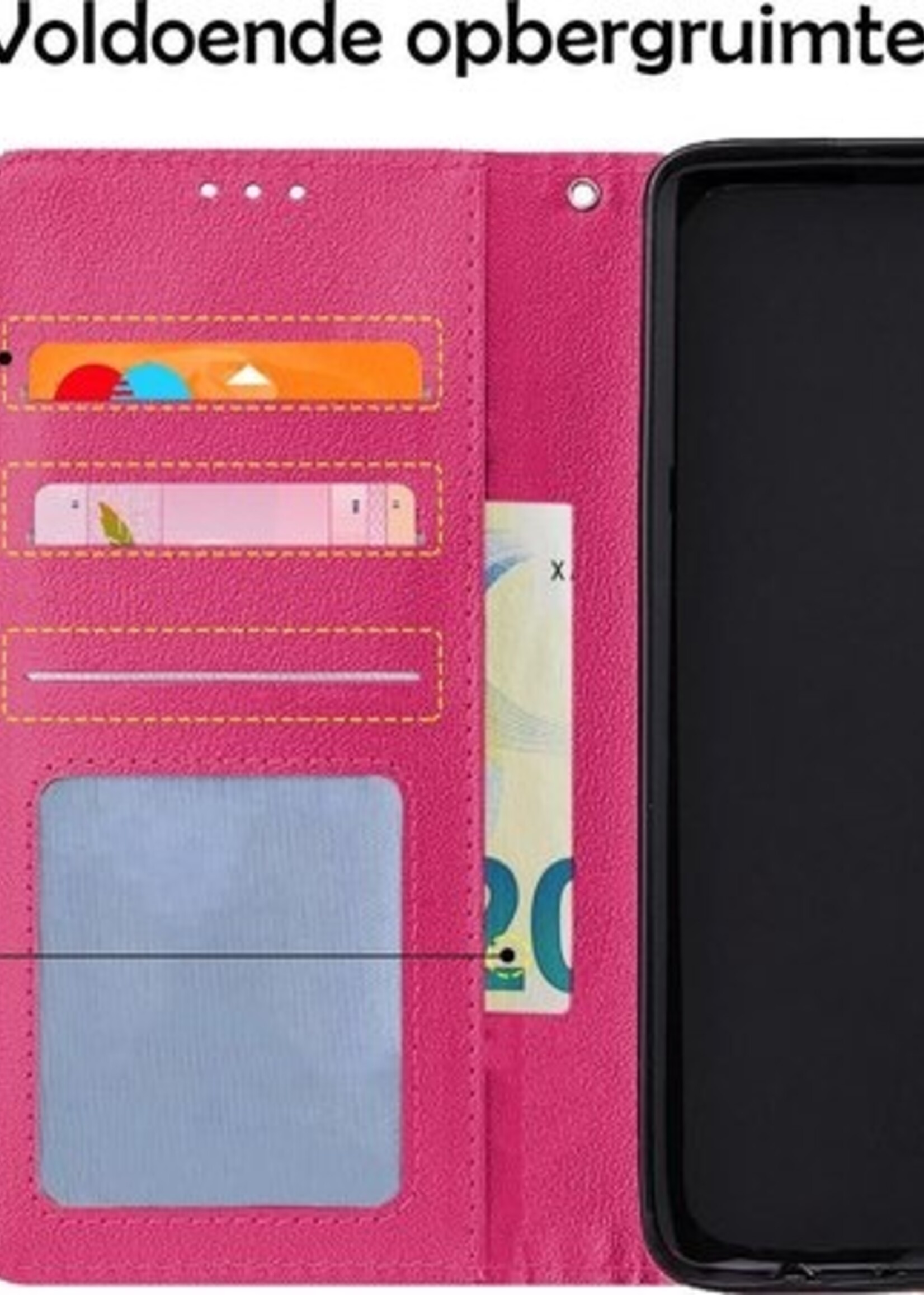 LUQ Hoesje Geschikt voor Samsung A41 Hoesje Book Case Hoes Wallet Cover - Hoes Geschikt voor Samsung Galaxy A41 Hoesje Bookcase Hoes - Donkerroze