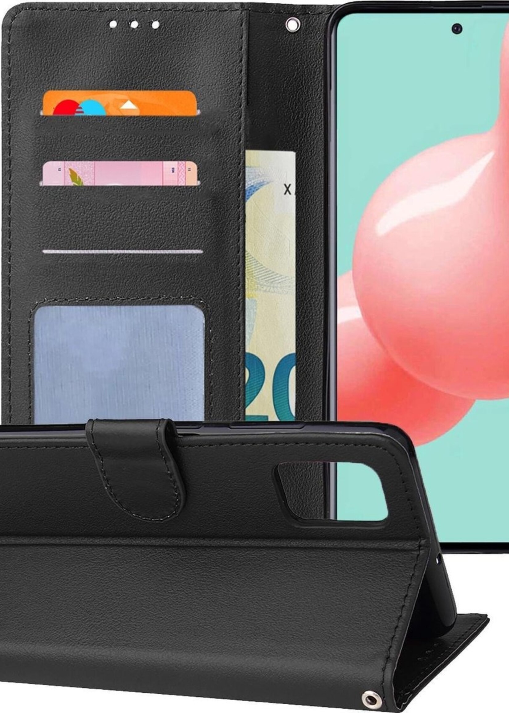 LUQ Hoesje Geschikt voor Samsung A51 Hoesje Book Case Hoes Wallet Cover - Hoes Geschikt voor Samsung Galaxy A51 Hoesje Bookcase Hoes - Zwart