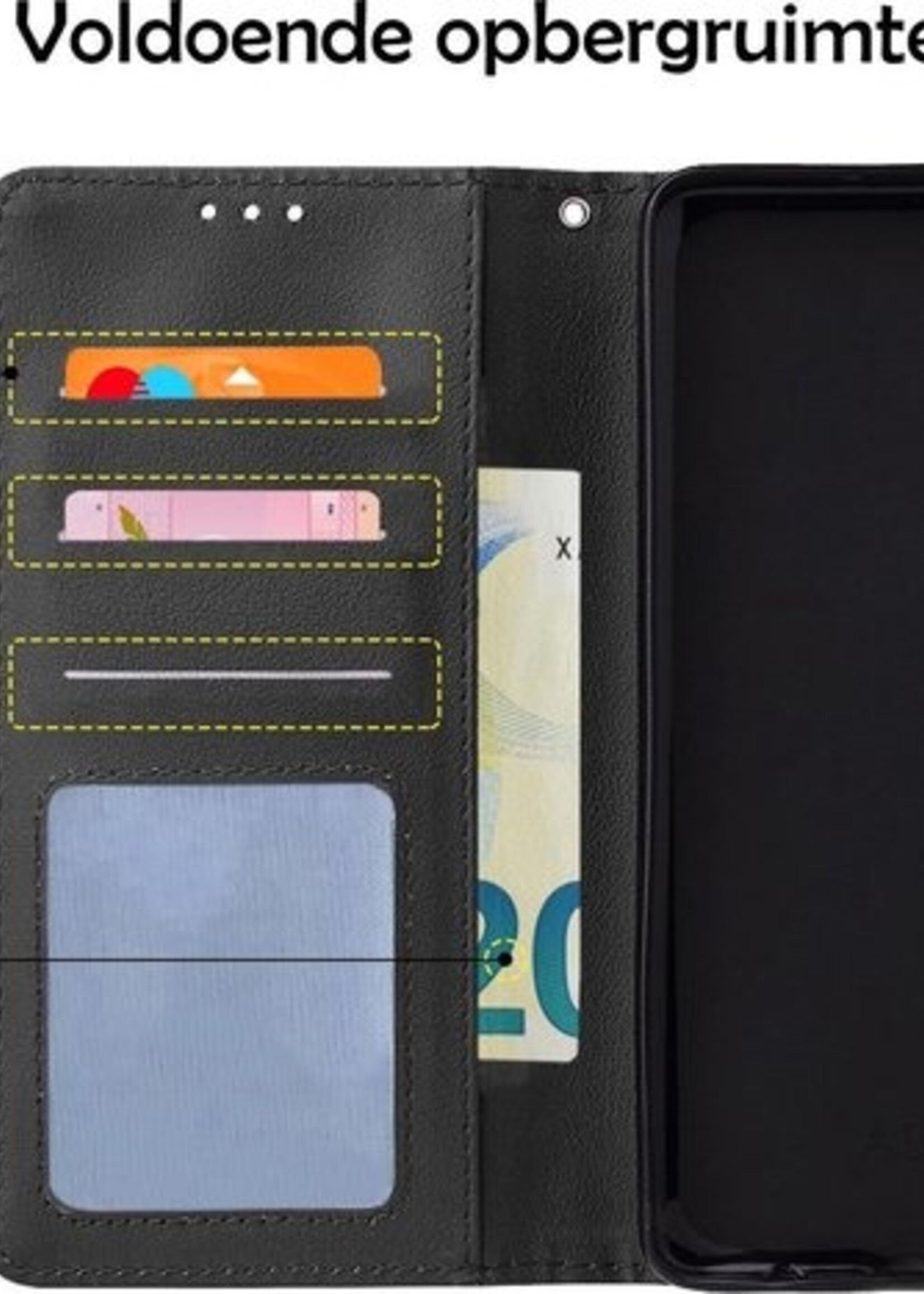 LUQ Hoesje Geschikt voor Samsung A51 Hoesje Book Case Hoes Wallet Cover - Hoes Geschikt voor Samsung Galaxy A51 Hoesje Bookcase Hoes - Zwart