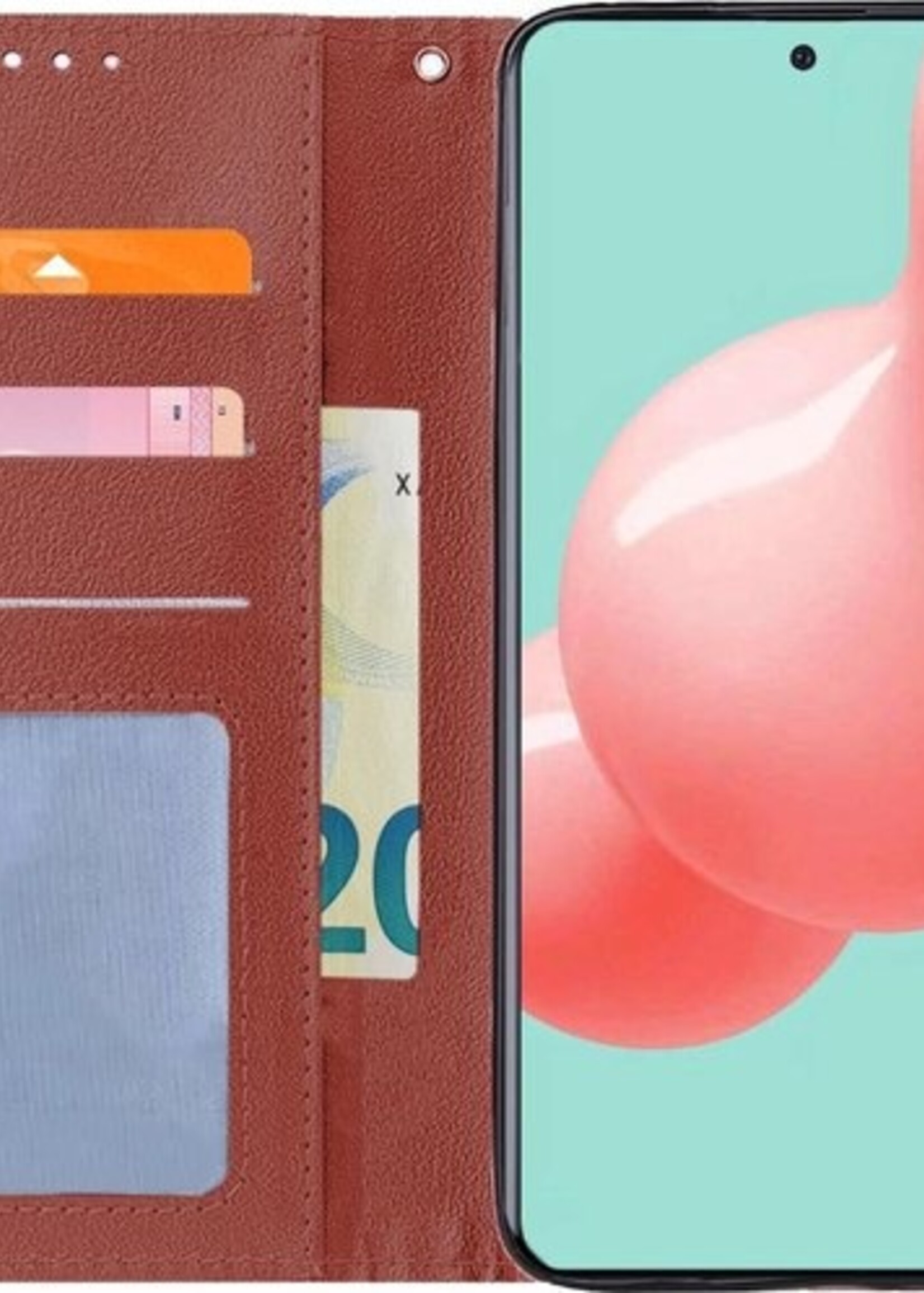 LUQ Hoesje Geschikt voor Samsung A51 Hoesje Book Case Hoes Wallet Cover - Hoes Geschikt voor Samsung Galaxy A51 Hoesje Bookcase Hoes - Bruin