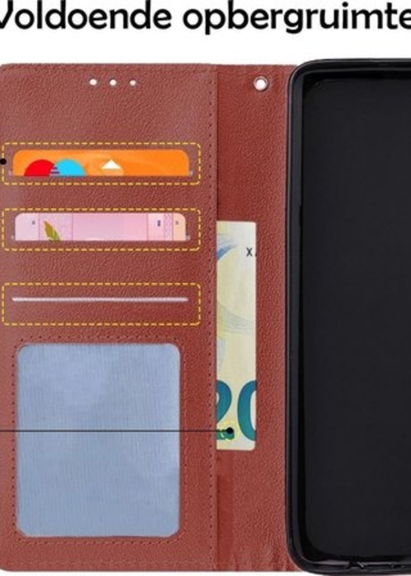 LUQ Hoesje Geschikt voor Samsung A51 Hoesje Book Case Hoes Wallet Cover - Hoes Geschikt voor Samsung Galaxy A51 Hoesje Bookcase Hoes - Bruin