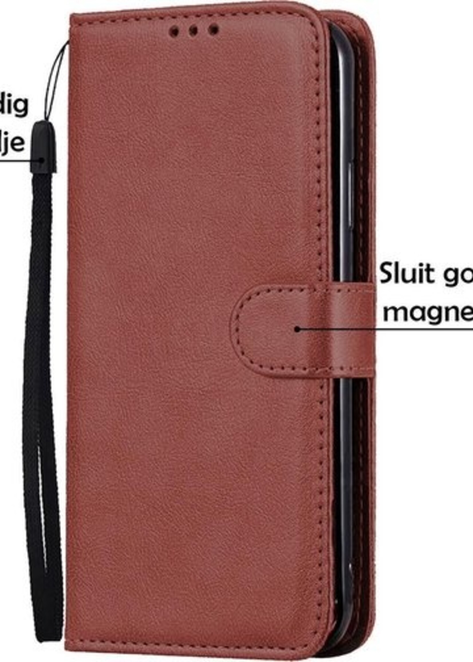 LUQ Hoesje Geschikt voor Samsung A51 Hoesje Book Case Hoes Wallet Cover - Hoes Geschikt voor Samsung Galaxy A51 Hoesje Bookcase Hoes - Bruin