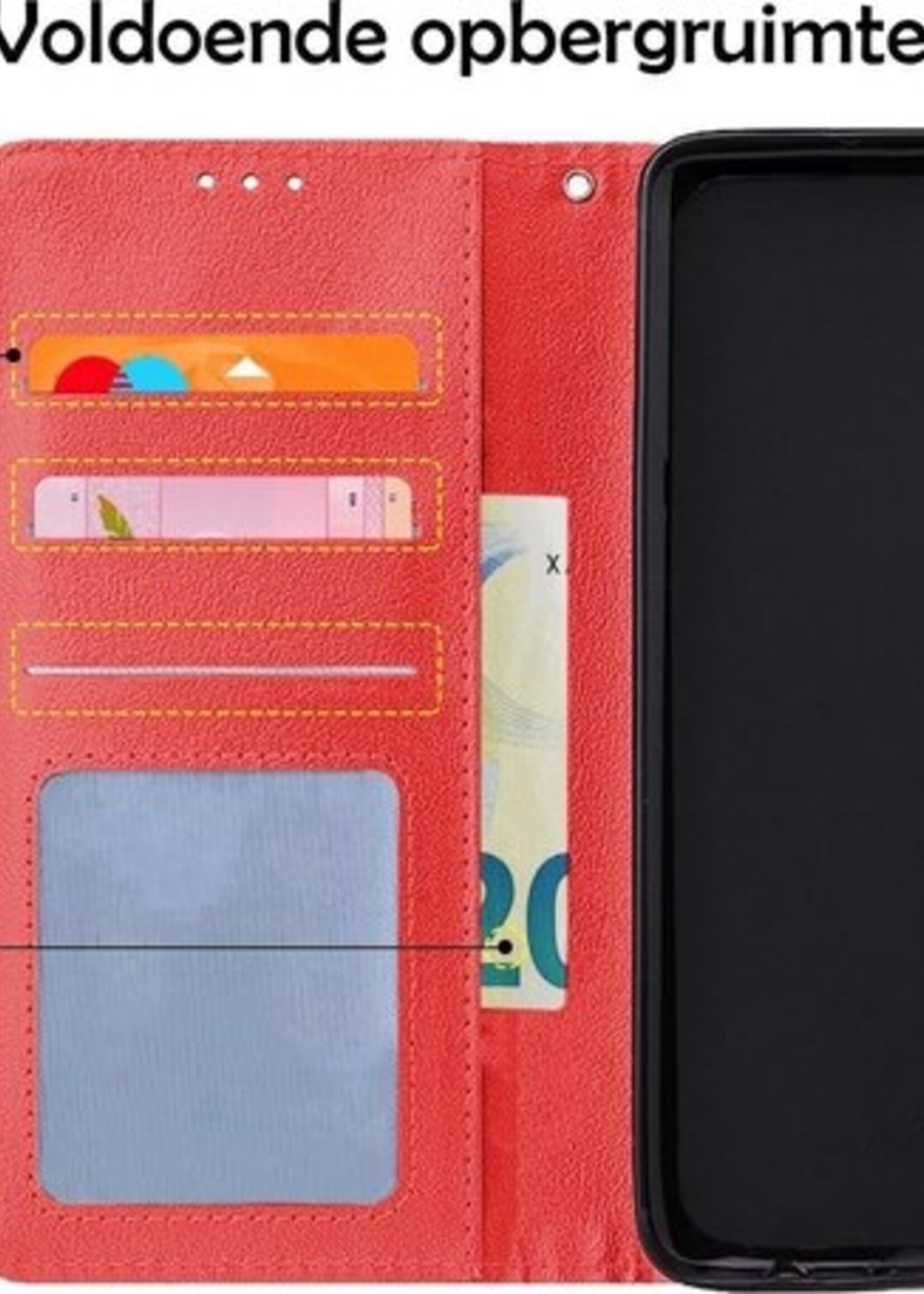 LUQ Hoesje Geschikt voor Samsung A51 Hoesje Book Case Hoes Wallet Cover - Hoes Geschikt voor Samsung Galaxy A51 Hoesje Bookcase Hoes - Rood