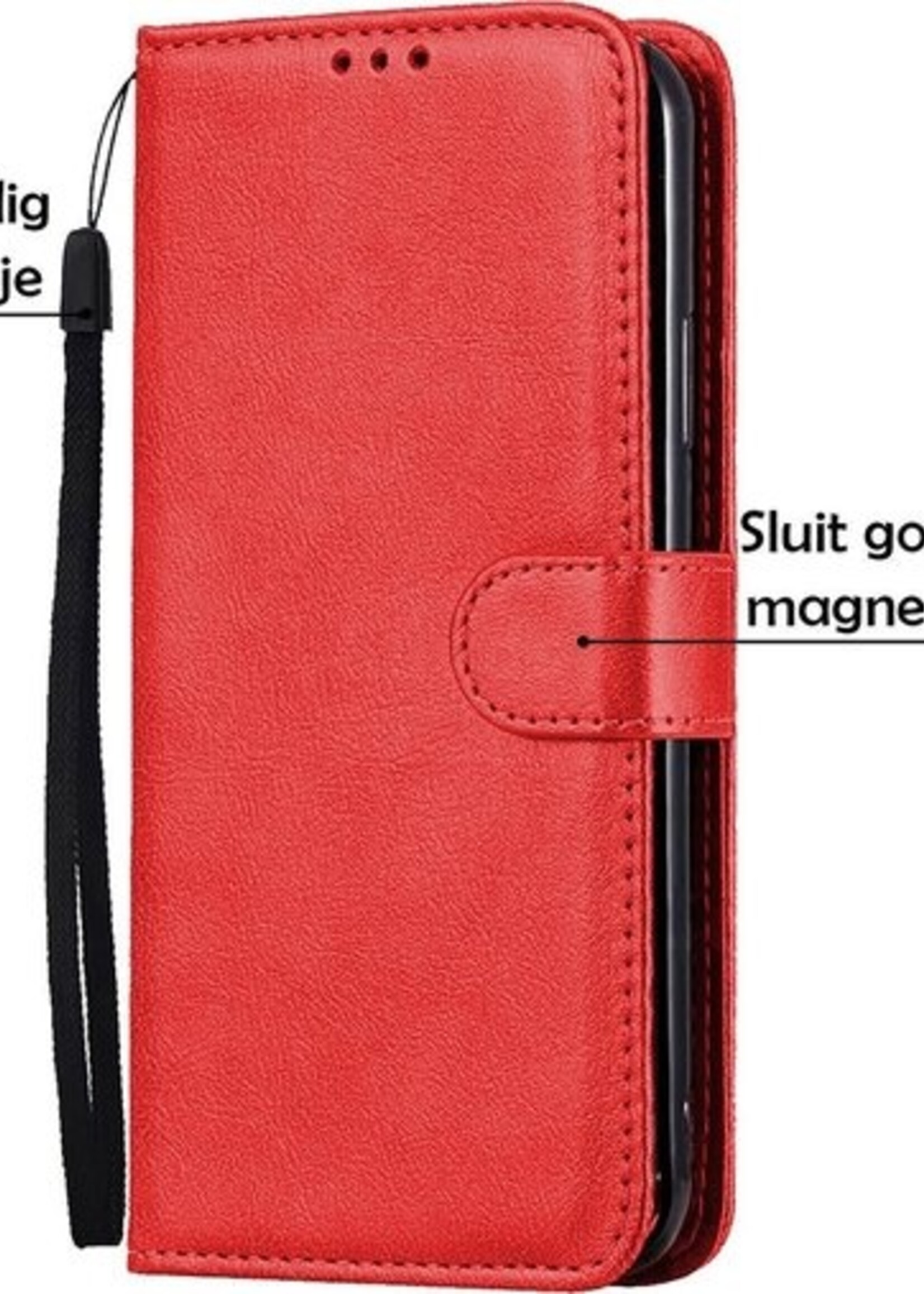 LUQ Hoesje Geschikt voor Samsung A51 Hoesje Book Case Hoes Wallet Cover - Hoes Geschikt voor Samsung Galaxy A51 Hoesje Bookcase Hoes - Rood