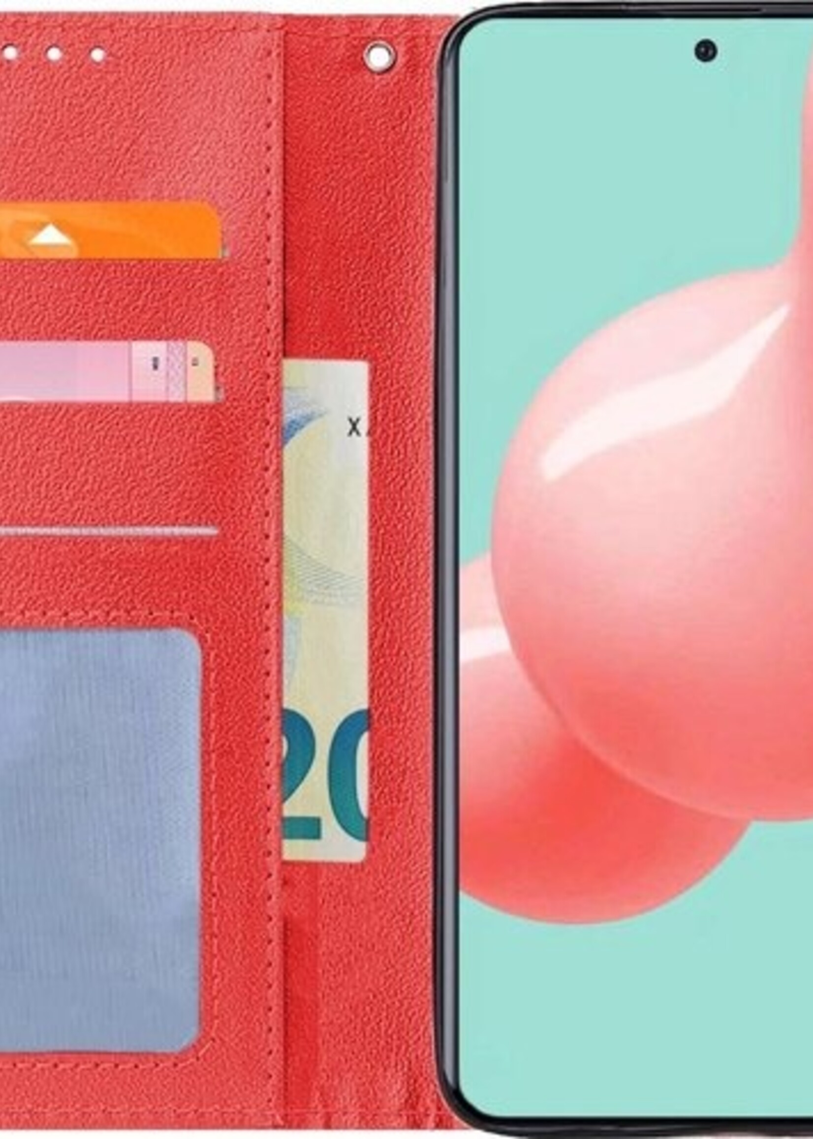 LUQ Hoesje Geschikt voor Samsung A51 Hoesje Book Case Hoes Wallet Cover - Hoes Geschikt voor Samsung Galaxy A51 Hoesje Bookcase Hoes - Rood