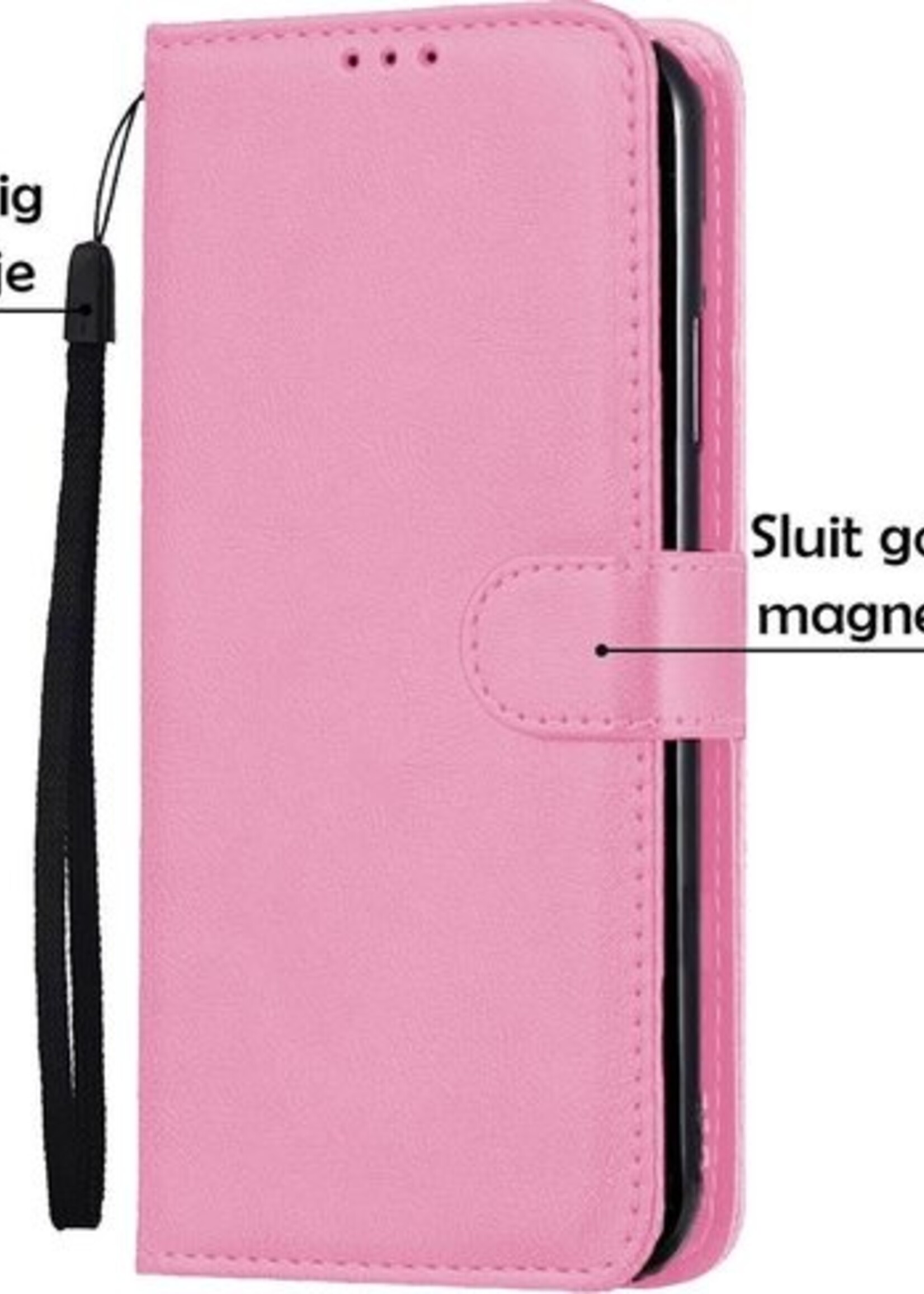 LUQ Hoesje Geschikt voor Samsung A51 Hoesje Book Case Hoes Wallet Cover - Hoes Geschikt voor Samsung Galaxy A51 Hoesje Bookcase Hoes - Lichtroze