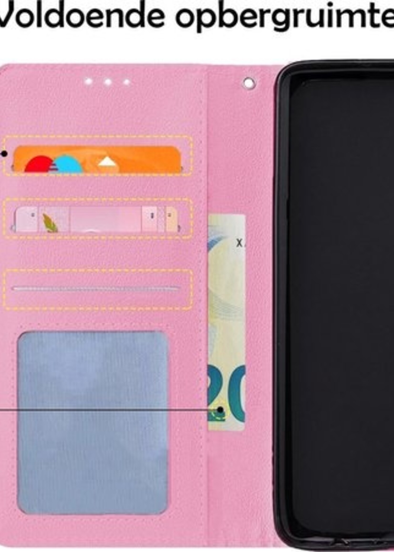 LUQ Hoesje Geschikt voor Samsung A51 Hoesje Book Case Hoes Wallet Cover - Hoes Geschikt voor Samsung Galaxy A51 Hoesje Bookcase Hoes - Lichtroze