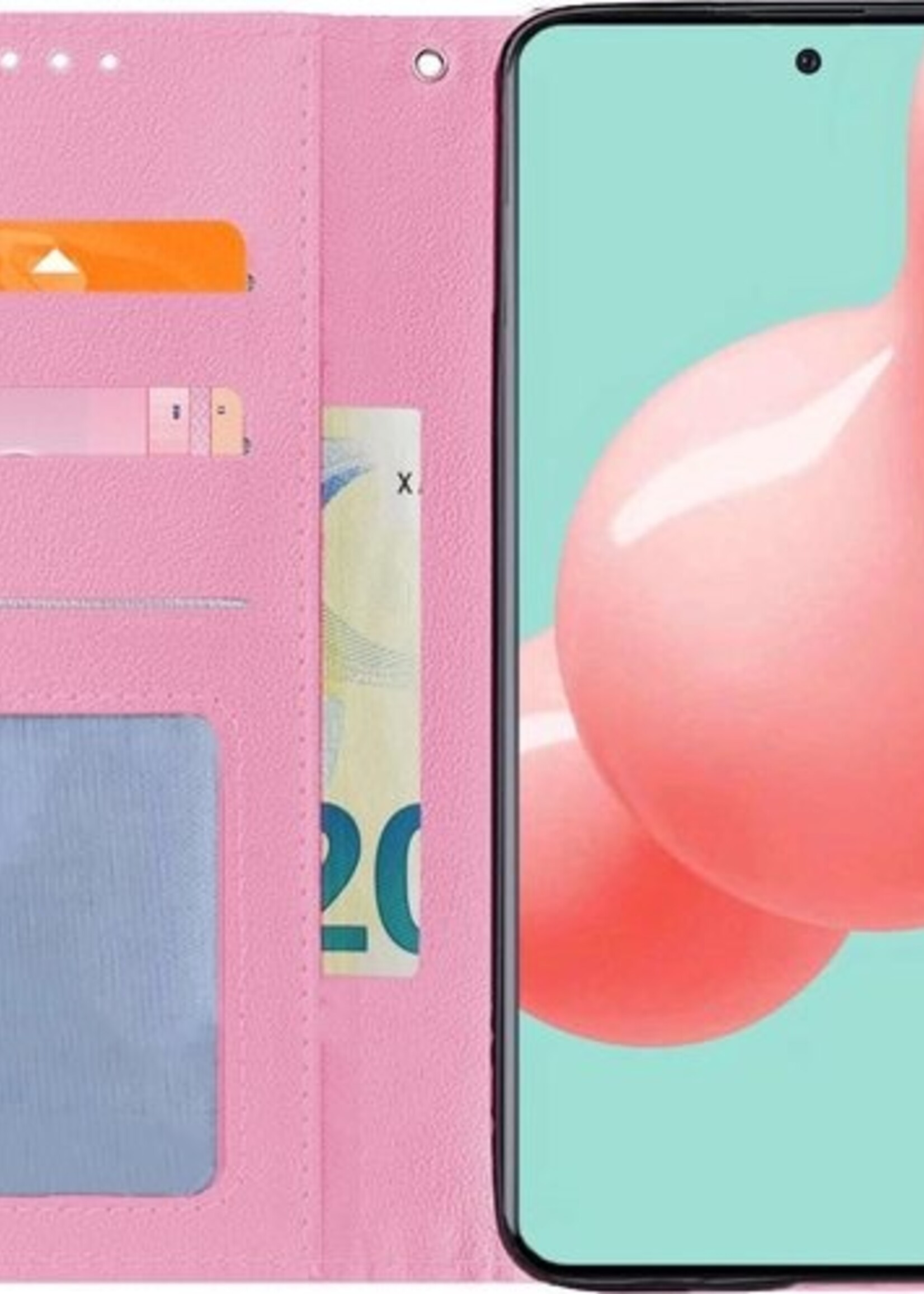 LUQ Hoesje Geschikt voor Samsung A51 Hoesje Book Case Hoes Wallet Cover - Hoes Geschikt voor Samsung Galaxy A51 Hoesje Bookcase Hoes - Lichtroze