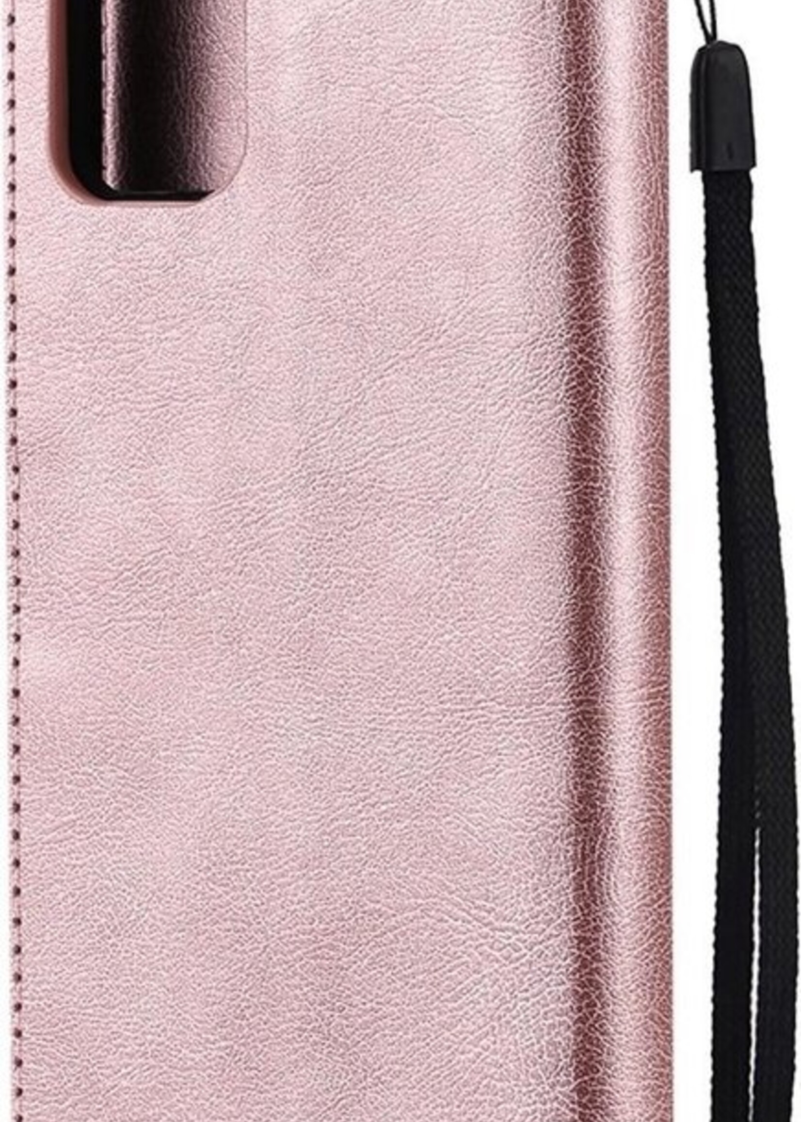 LUQ Hoesje Geschikt voor Samsung A51 Hoesje Book Case Hoes Wallet Cover - Hoes Geschikt voor Samsung Galaxy A51 Hoesje Bookcase Hoes - Rosé goud