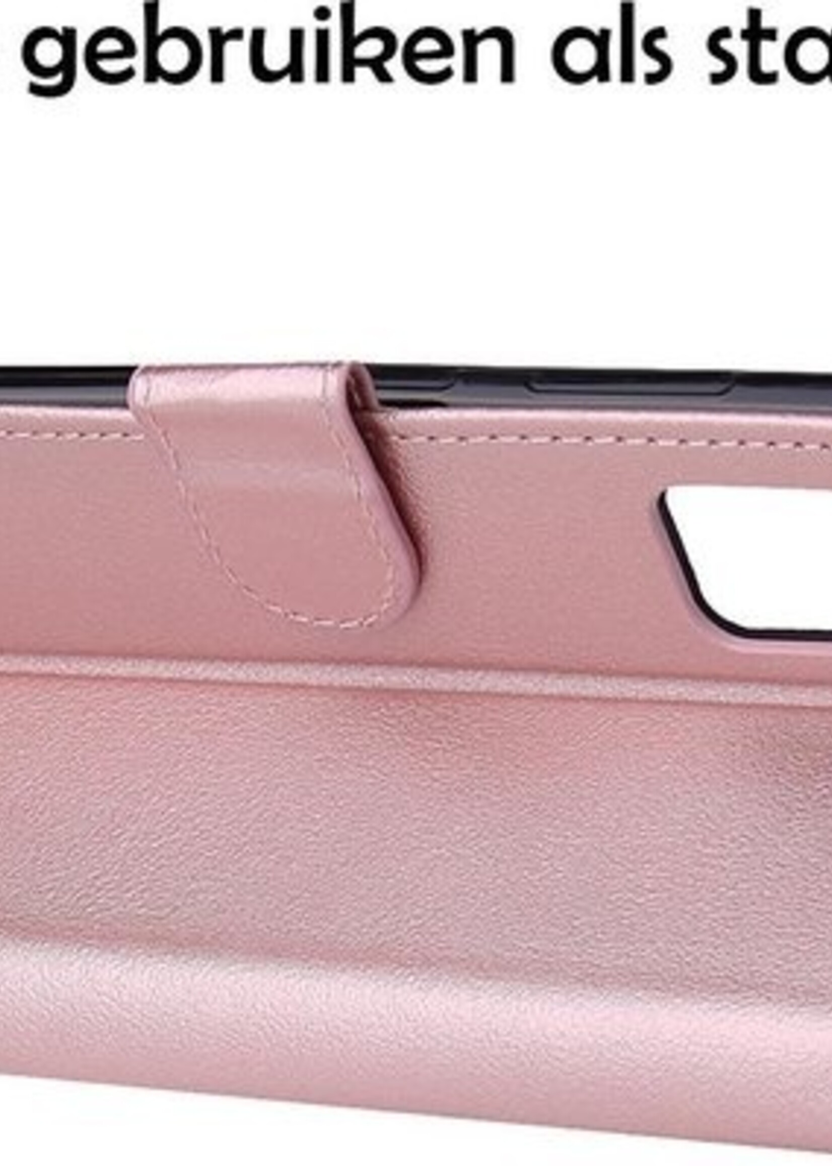 LUQ Hoesje Geschikt voor Samsung A51 Hoesje Book Case Hoes Wallet Cover - Hoes Geschikt voor Samsung Galaxy A51 Hoesje Bookcase Hoes - Rosé goud