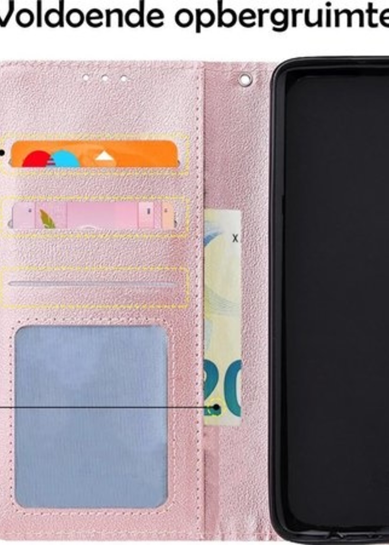 LUQ Hoesje Geschikt voor Samsung A51 Hoesje Book Case Hoes Wallet Cover - Hoes Geschikt voor Samsung Galaxy A51 Hoesje Bookcase Hoes - Rosé goud