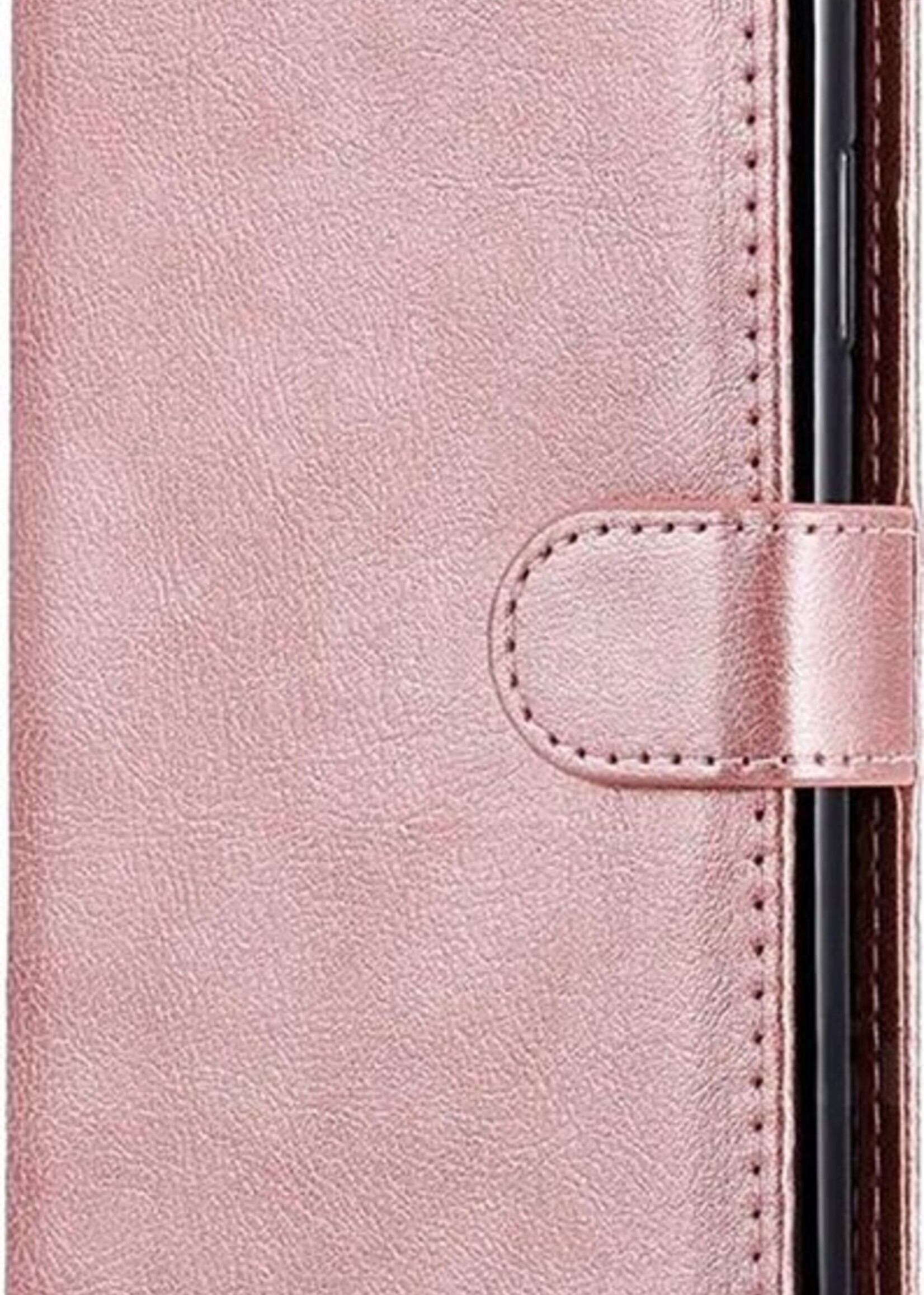 LUQ Hoesje Geschikt voor Samsung A51 Hoesje Book Case Hoes Wallet Cover - Hoes Geschikt voor Samsung Galaxy A51 Hoesje Bookcase Hoes - Rosé goud