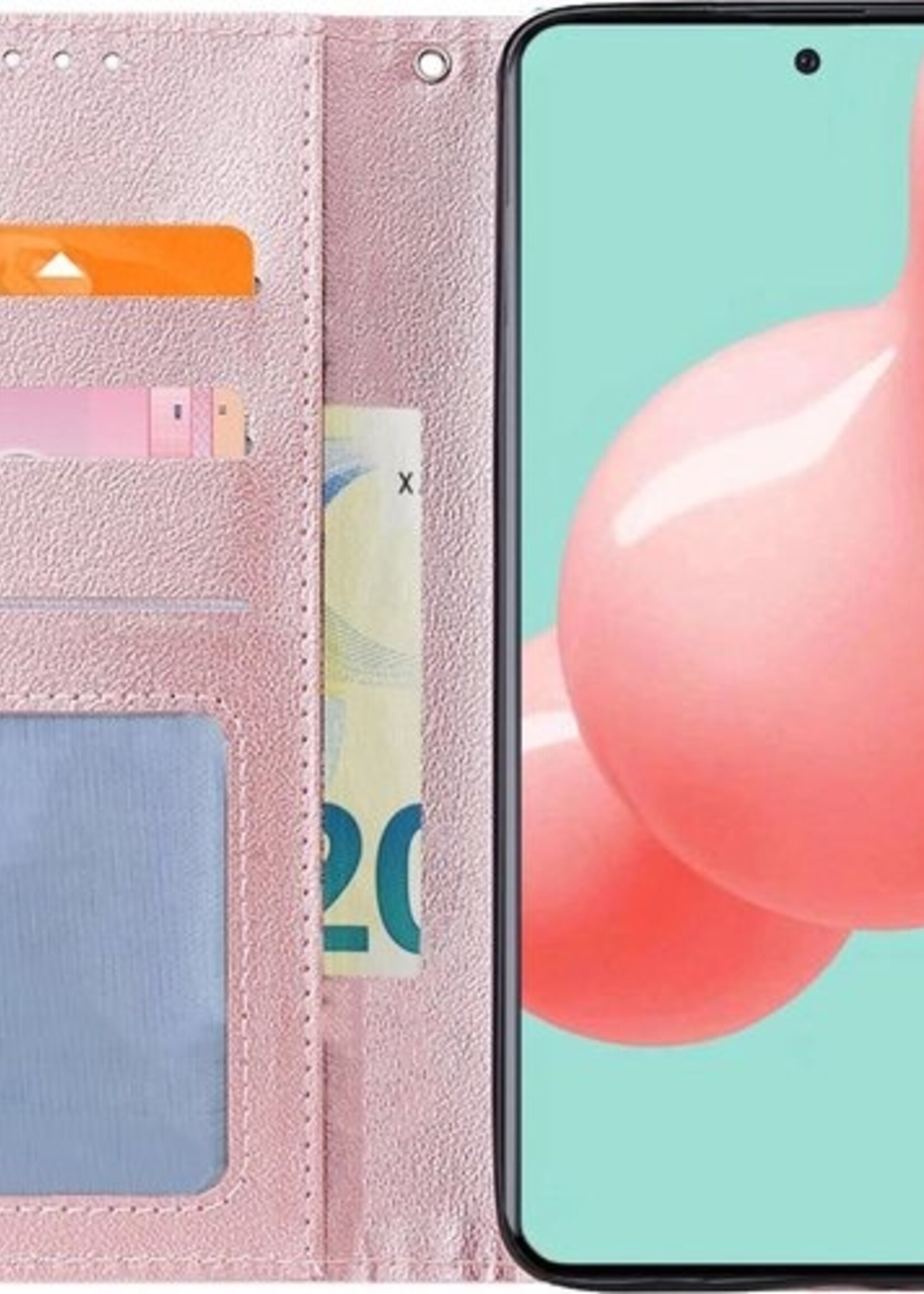 LUQ Hoesje Geschikt voor Samsung A51 Hoesje Book Case Hoes Wallet Cover - Hoes Geschikt voor Samsung Galaxy A51 Hoesje Bookcase Hoes - Rosé goud