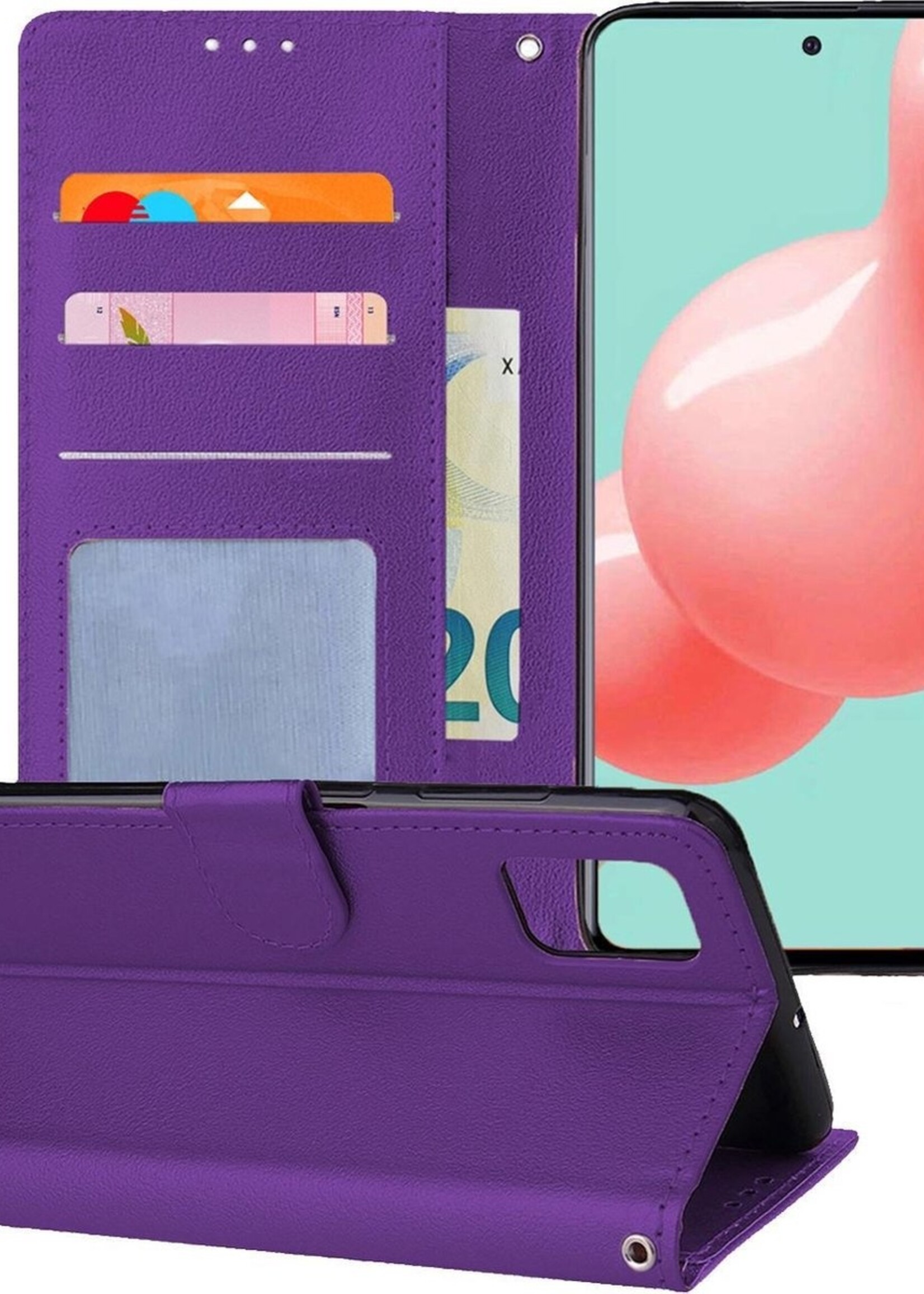 LUQ Hoesje Geschikt voor Samsung A51 Hoesje Book Case Hoes Wallet Cover - Hoes Geschikt voor Samsung Galaxy A51 Hoesje Bookcase Hoes - Paars