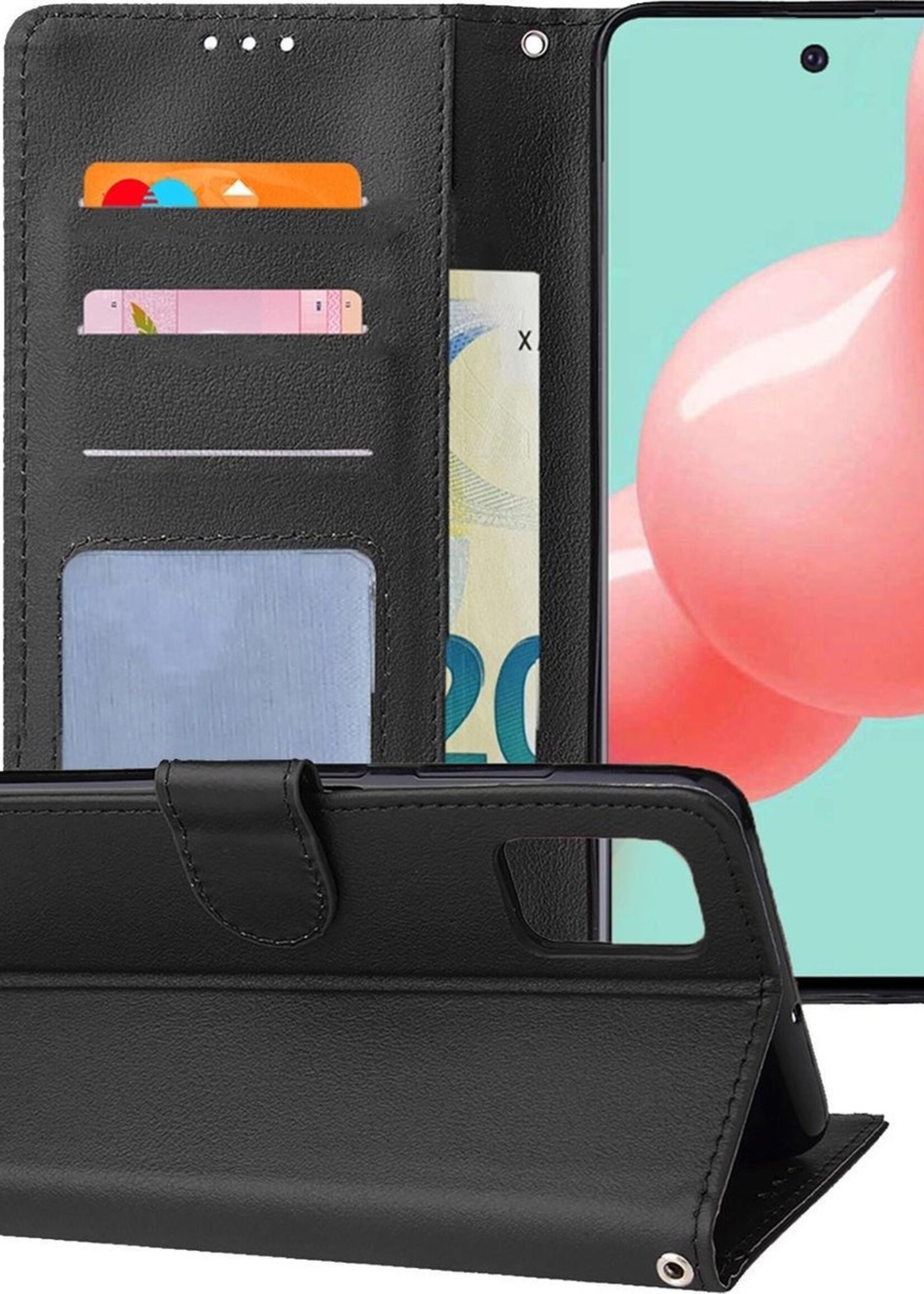 LUQ Hoesje Geschikt voor Samsung A71 Hoesje Book Case Hoes Wallet Cover - Hoes Geschikt voor Samsung Galaxy A71 Hoesje Bookcase Hoes - Zwart