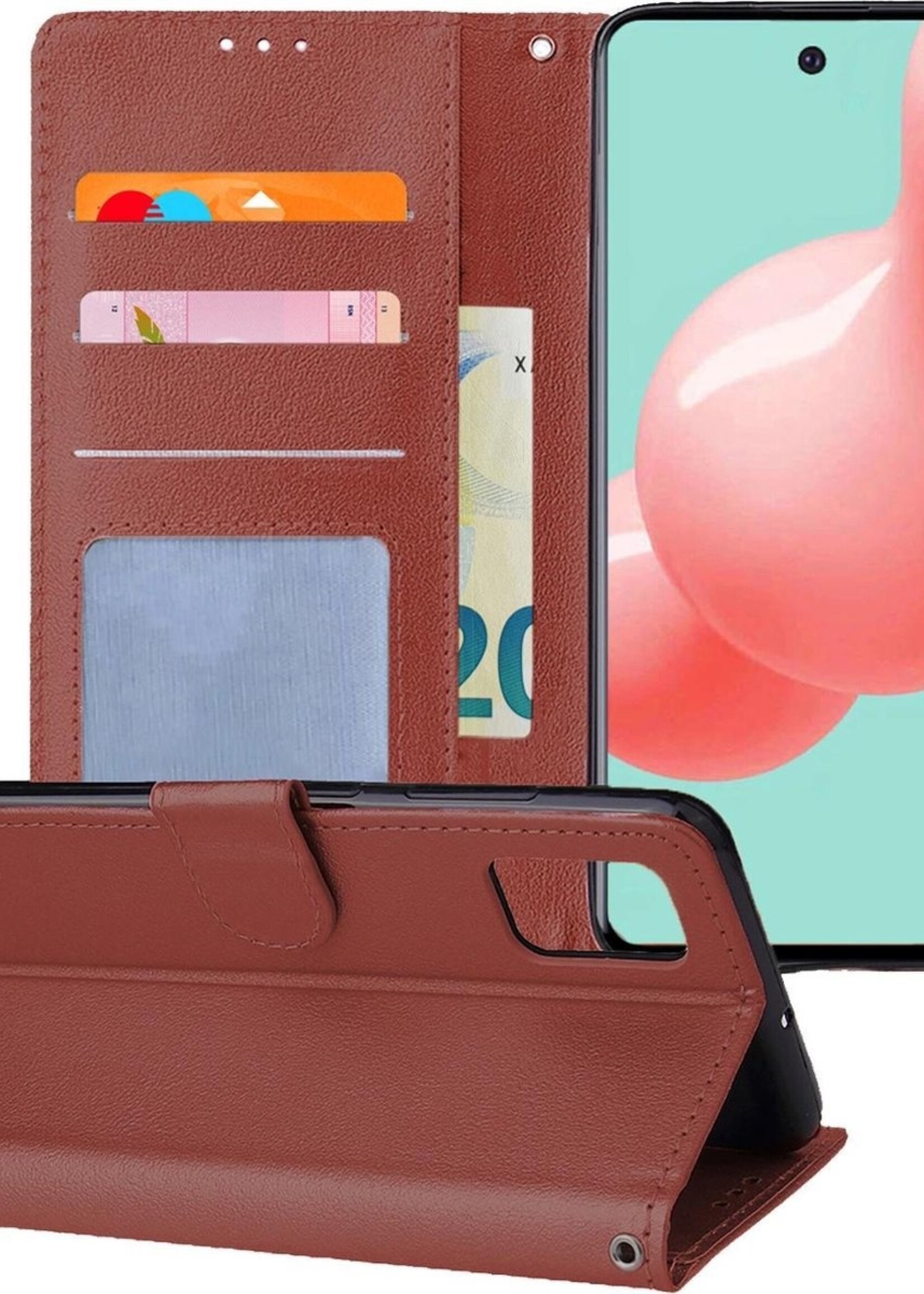 LUQ Hoesje Geschikt voor Samsung A71 Hoesje Book Case Hoes Wallet Cover - Hoes Geschikt voor Samsung Galaxy A71 Hoesje Bookcase Hoes - Bruin