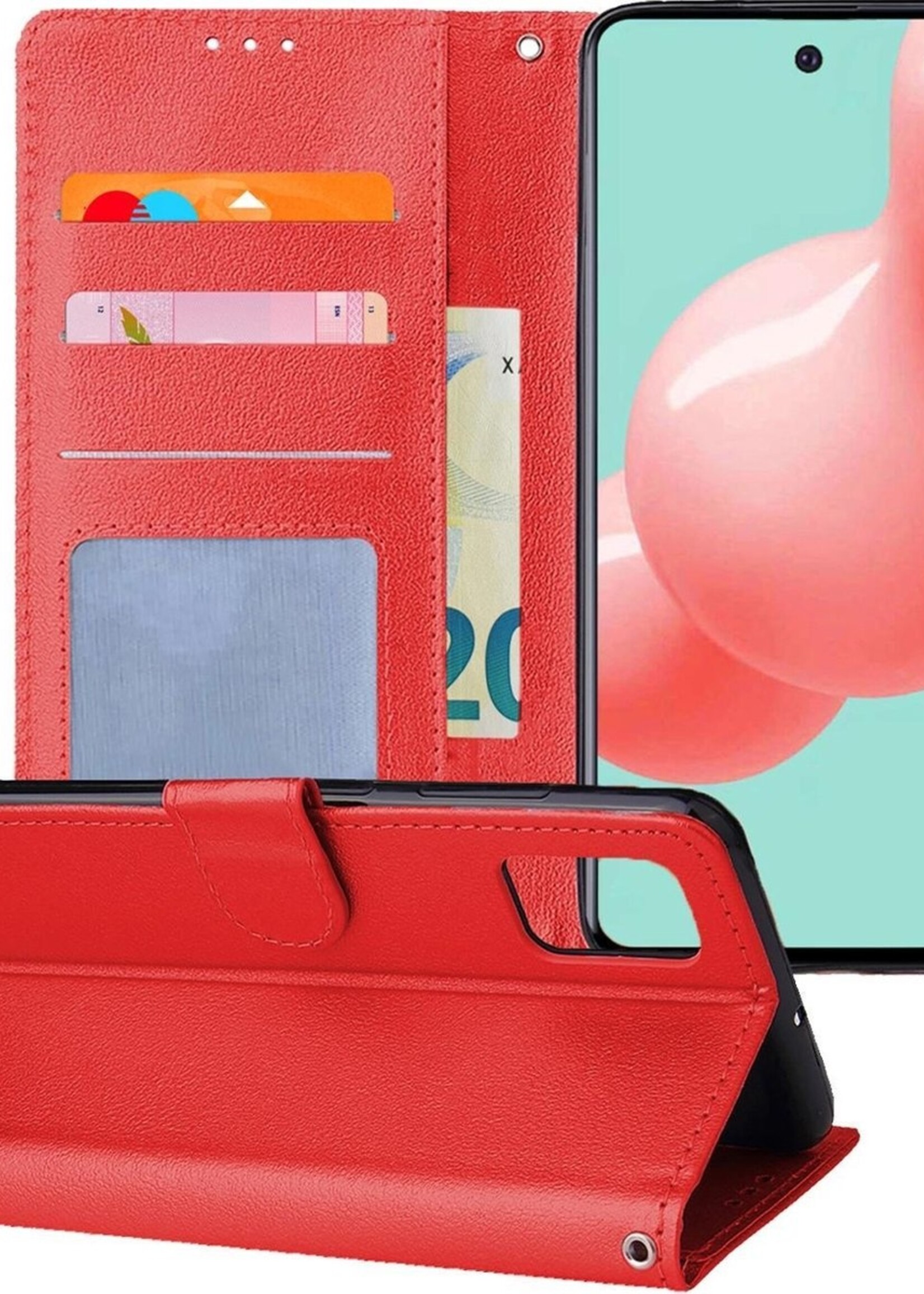 LUQ Hoesje Geschikt voor Samsung A71 Hoesje Book Case Hoes Wallet Cover - Hoes Geschikt voor Samsung Galaxy A71 Hoesje Bookcase Hoes - Rood