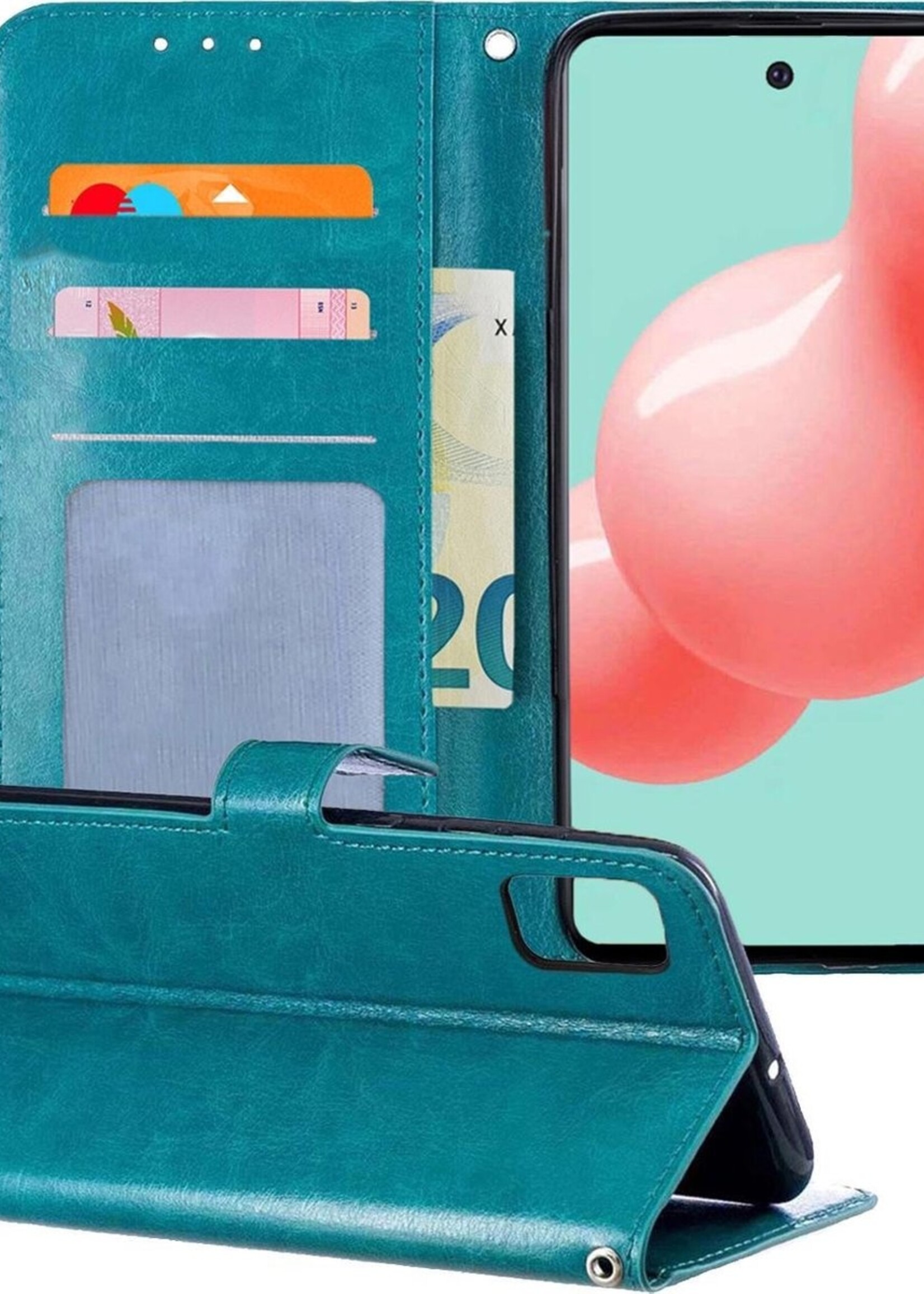 LUQ Hoesje Geschikt voor Samsung A71 Hoesje Book Case Hoes Wallet Cover - Hoes Geschikt voor Samsung Galaxy A71 Hoesje Bookcase Hoes - Turquoise