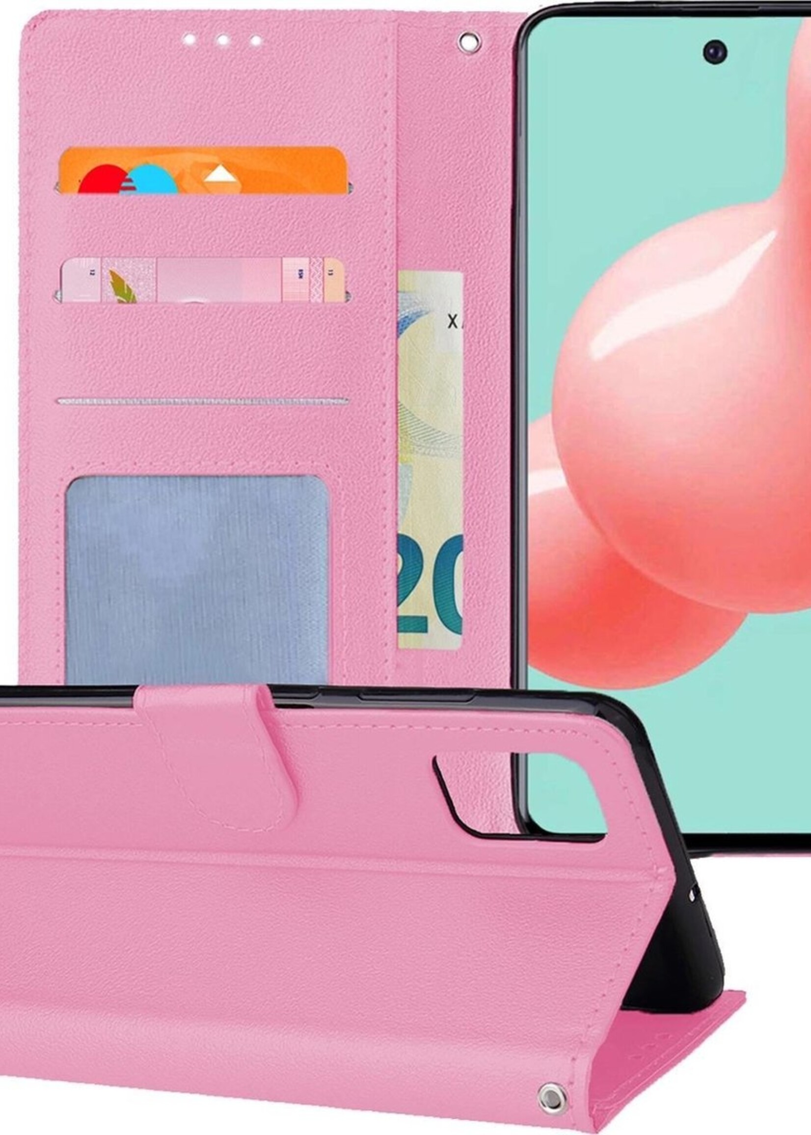 LUQ Hoesje Geschikt voor Samsung A71 Hoesje Book Case Hoes Wallet Cover - Hoes Geschikt voor Samsung Galaxy A71 Hoesje Bookcase Hoes - Lichtroze