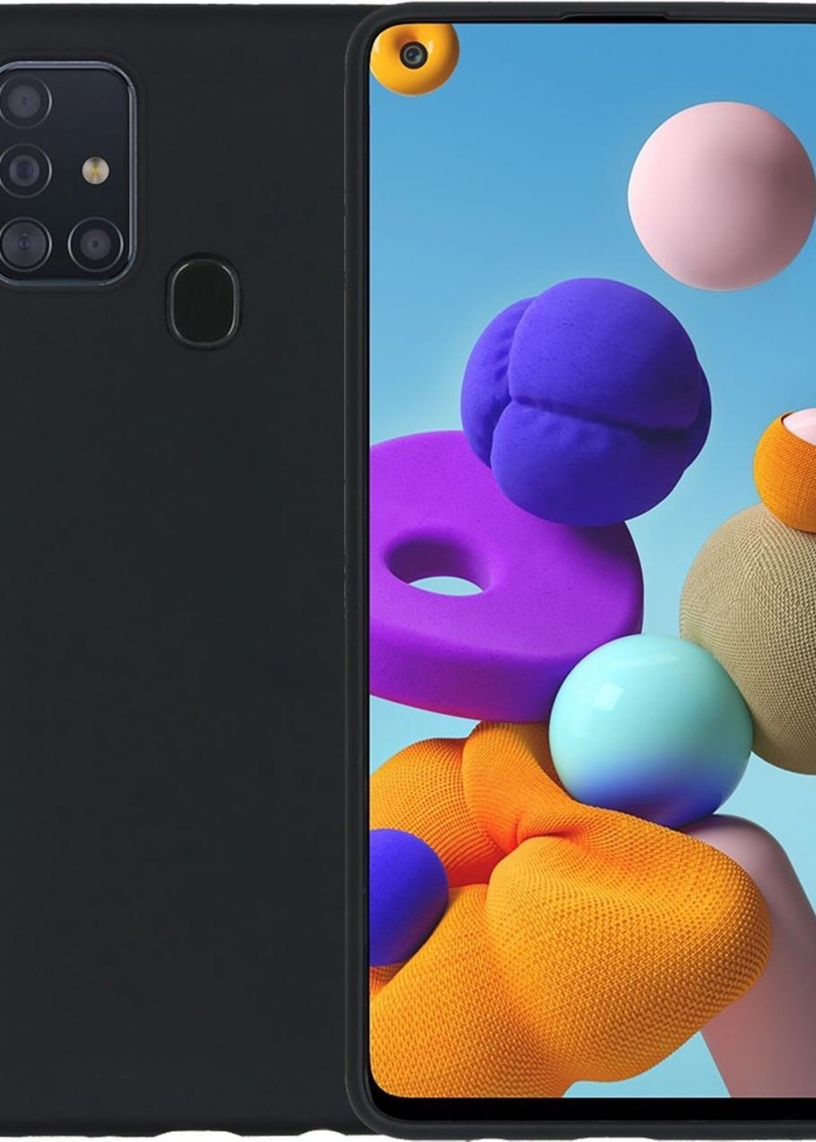 LUQ Hoesje Geschikt voor Samsung A21s Hoesje Siliconen Case - Hoes Geschikt voor Samsung Galaxy A21s Hoes Siliconen - Zwart