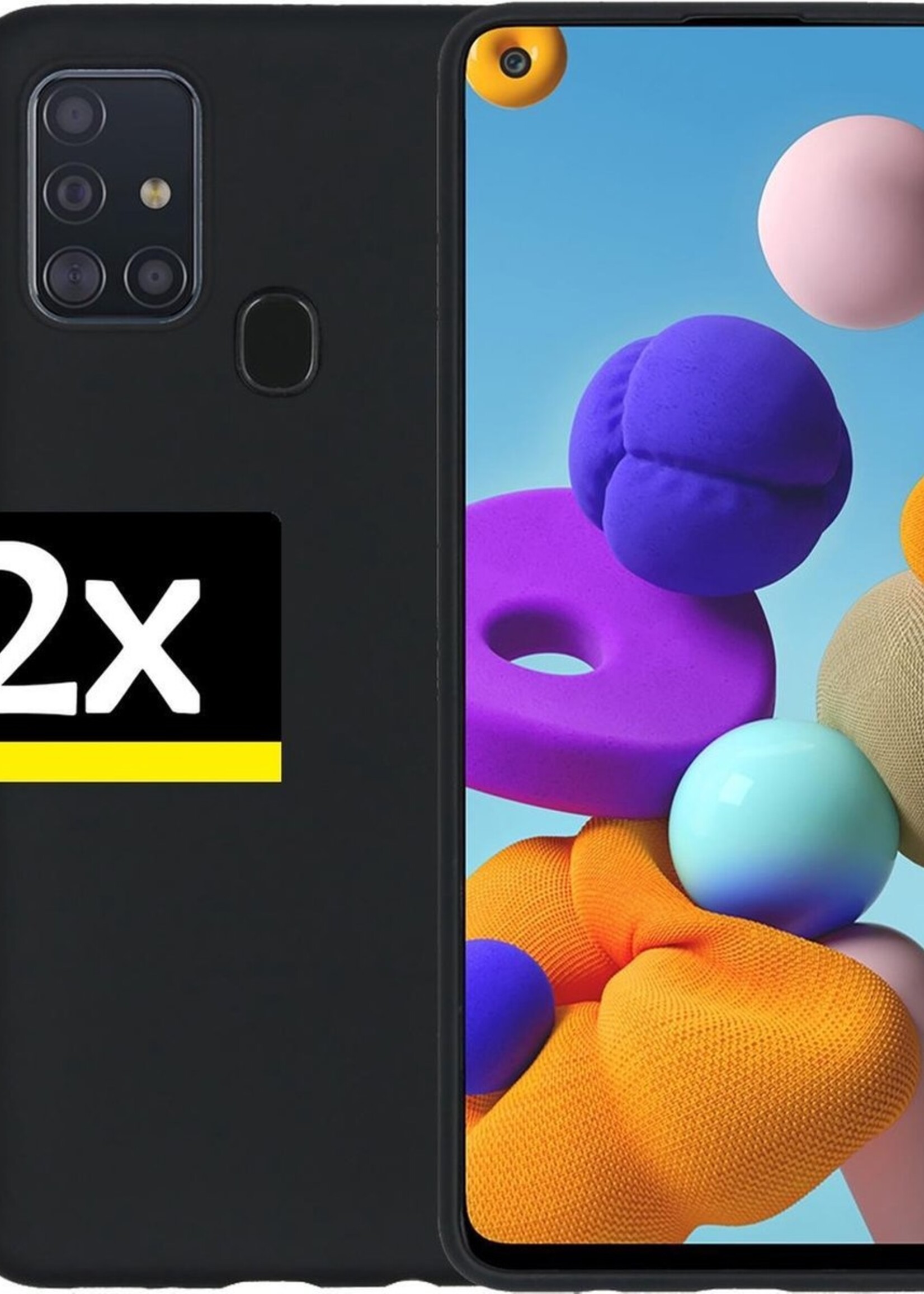 LUQ Hoesje Geschikt voor Samsung A21s Hoesje Siliconen Case - Hoes Geschikt voor Samsung Galaxy A21s Hoes Siliconen - Zwart - 2 Stuks