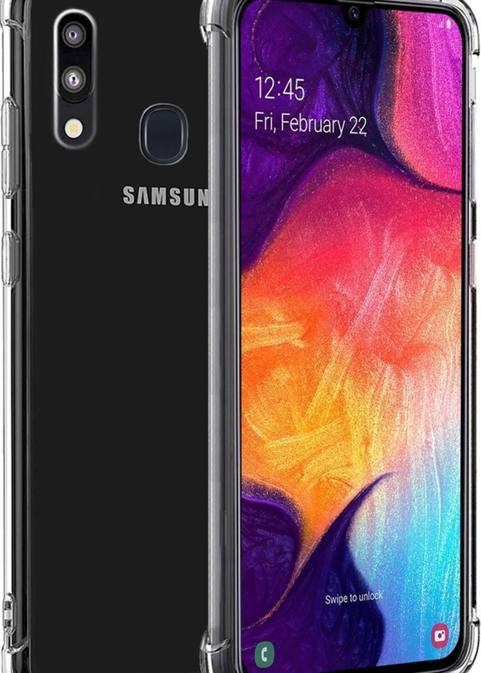 LUQ Hoesje Geschikt voor Samsung A20 Hoesje Shockproof Case Siliconen - Hoes Geschikt voor Samsung Galaxy A20 Hoes Cover Siliconen - Transparant