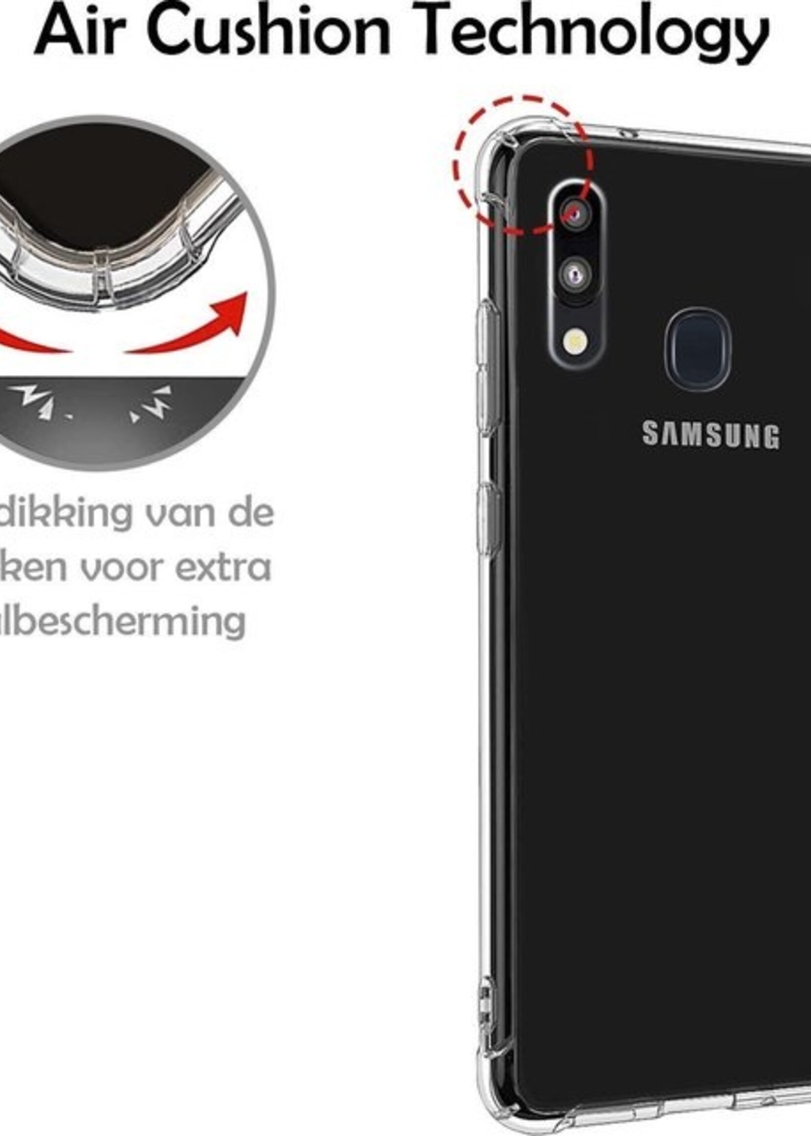 LUQ Hoesje Geschikt voor Samsung A20 Hoesje Shockproof Case Siliconen - Hoes Geschikt voor Samsung Galaxy A20 Hoes Cover Siliconen - Transparant