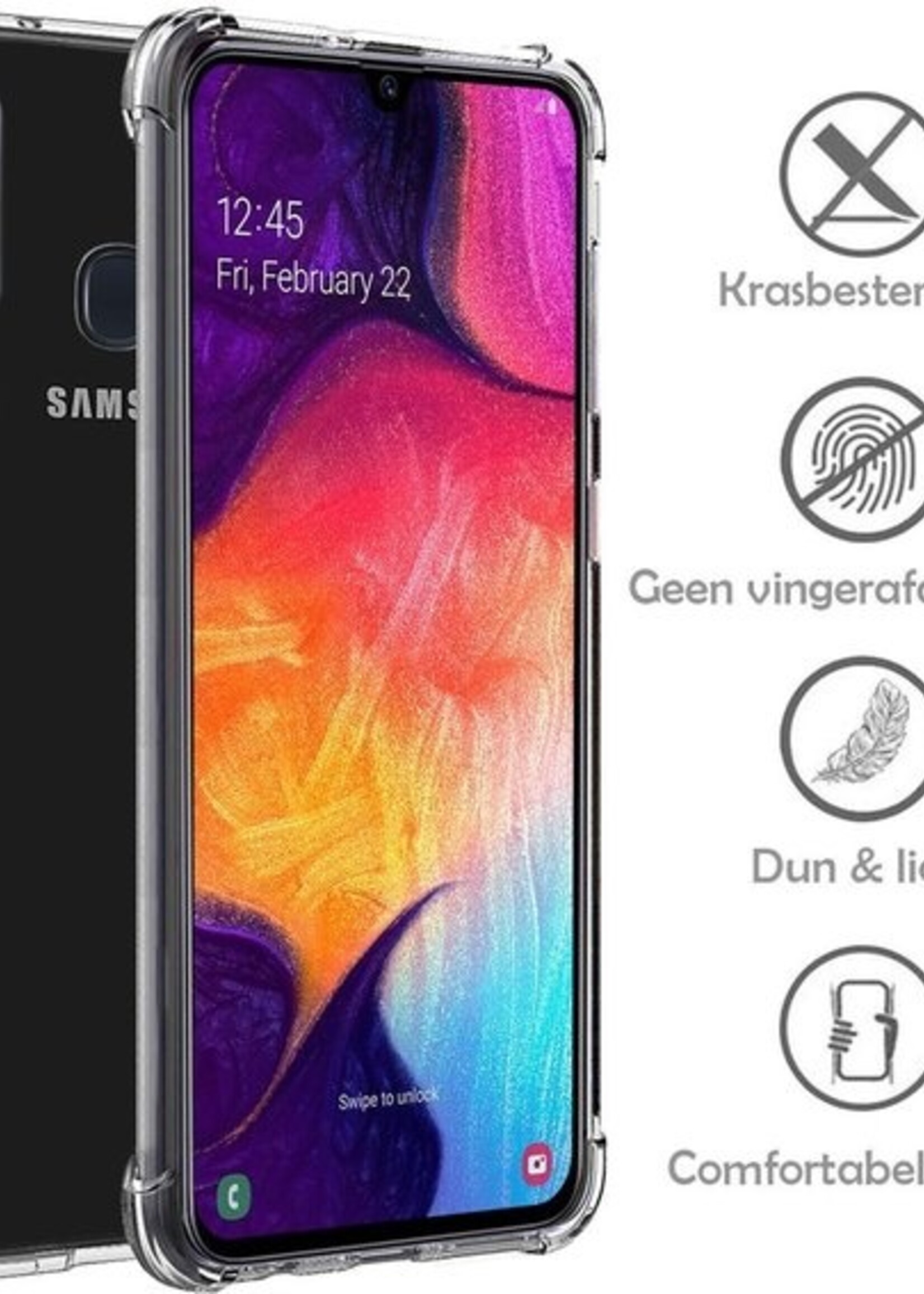 LUQ Hoesje Geschikt voor Samsung A20 Hoesje Shockproof Case Siliconen - Hoes Geschikt voor Samsung Galaxy A20 Hoes Cover Siliconen - Transparant