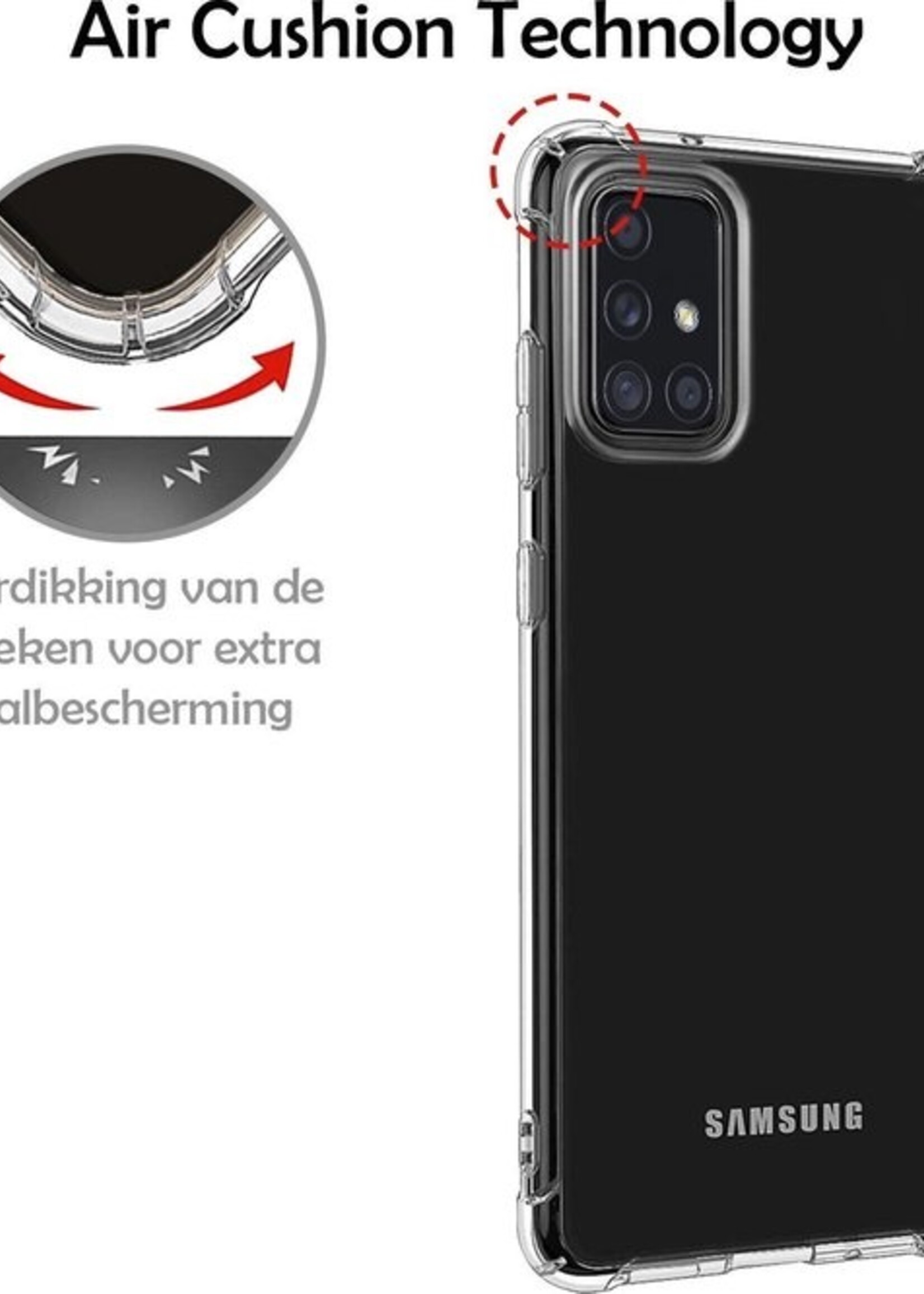 LUQ Hoesje Geschikt voor Samsung A51 Hoesje Shockproof Case Siliconen - Hoes Geschikt voor Samsung Galaxy A51 Hoes Cover Siliconen - Transparant