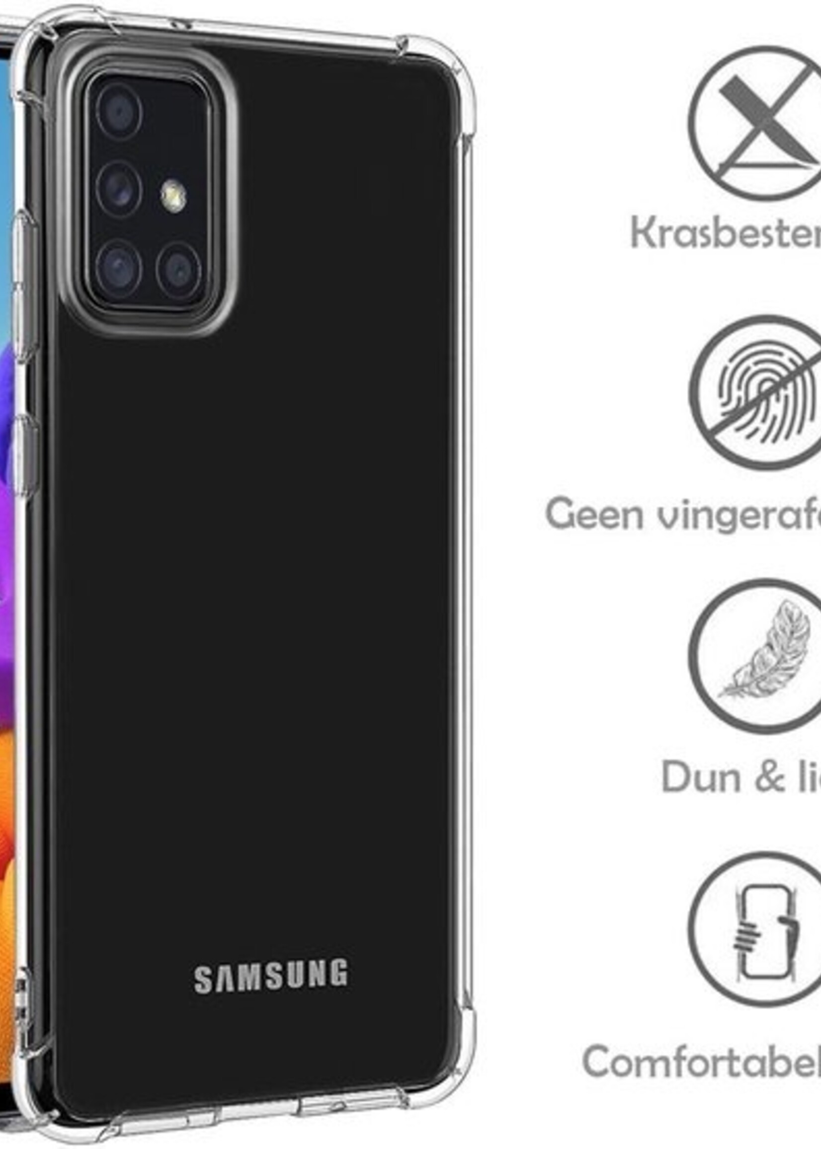 LUQ Hoesje Geschikt voor Samsung A51 Hoesje Shockproof Case Siliconen - Hoes Geschikt voor Samsung Galaxy A51 Hoes Cover Siliconen - Transparant