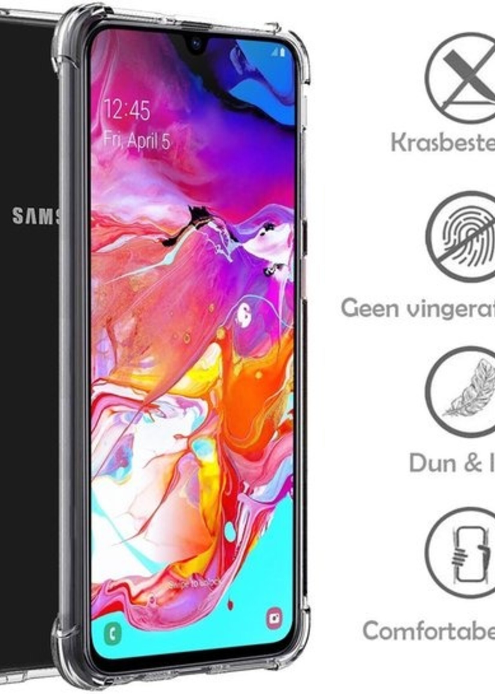 LUQ Hoesje Geschikt voor Samsung A70 Hoesje Shockproof Case Siliconen - Hoes Geschikt voor Samsung Galaxy A70 Hoes Cover Siliconen - Transparant