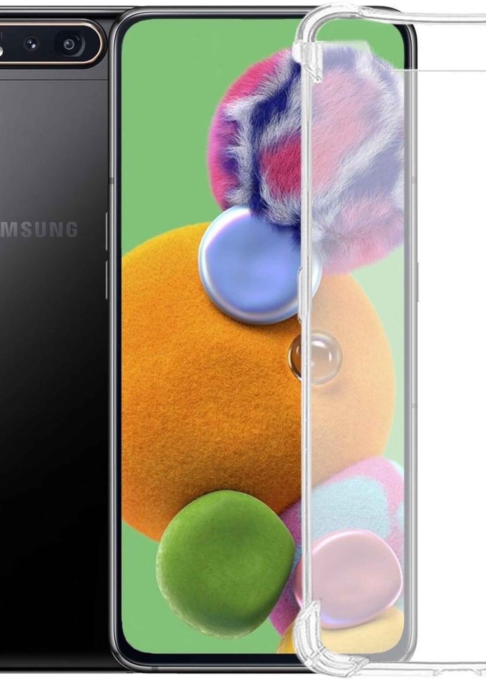 LUQ Hoesje Geschikt voor Samsung A80 Hoesje Shockproof Case Siliconen - Hoes Geschikt voor Samsung Galaxy A80 Hoes Cover Siliconen - Transparant