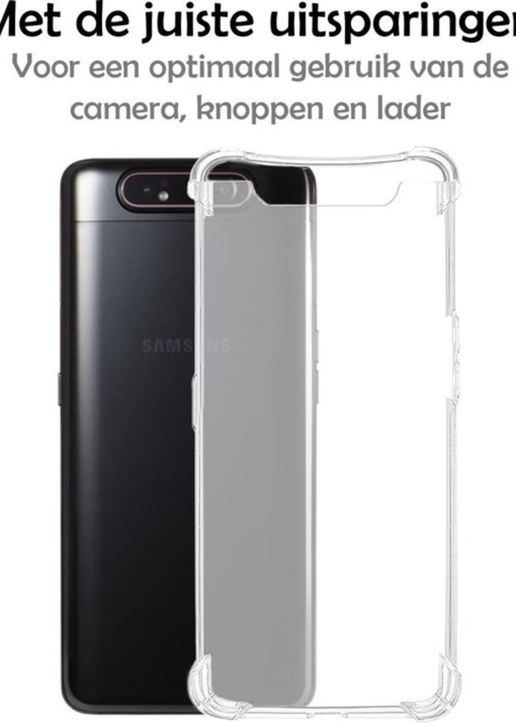 LUQ Hoesje Geschikt voor Samsung A80 Hoesje Shockproof Case Siliconen - Hoes Geschikt voor Samsung Galaxy A80 Hoes Cover Siliconen - Transparant