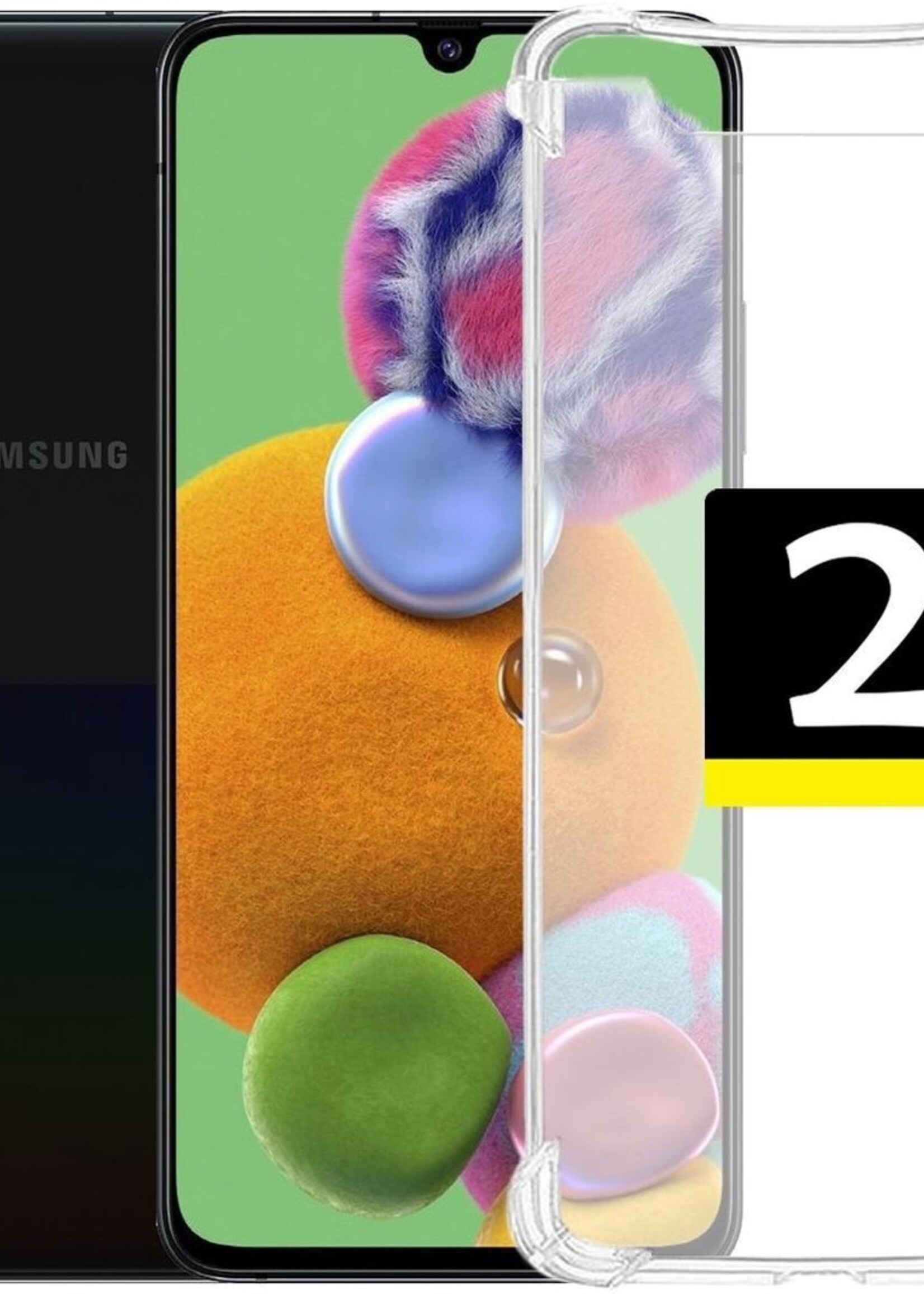 LUQ Hoesje Geschikt voor Samsung A90 Hoesje Shockproof Case Siliconen - Hoes Geschikt voor Samsung Galaxy A90 Hoes Cover Siliconen - Transparant - 2 Stuks