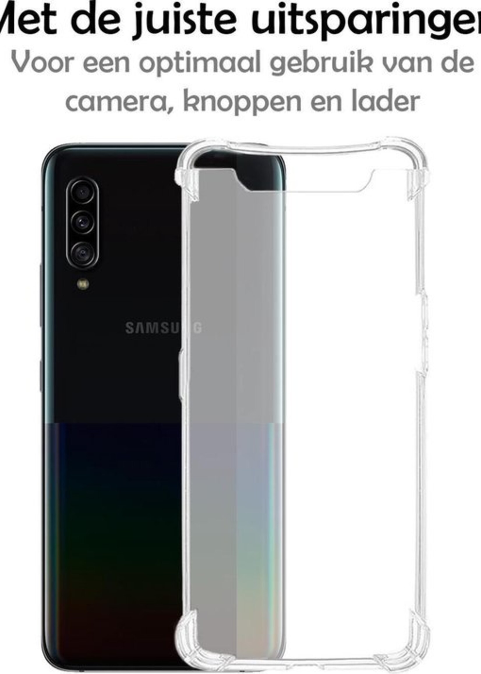LUQ Hoesje Geschikt voor Samsung A90 Hoesje Shockproof Case Siliconen - Hoes Geschikt voor Samsung Galaxy A90 Hoes Cover Siliconen - Transparant - 2 Stuks