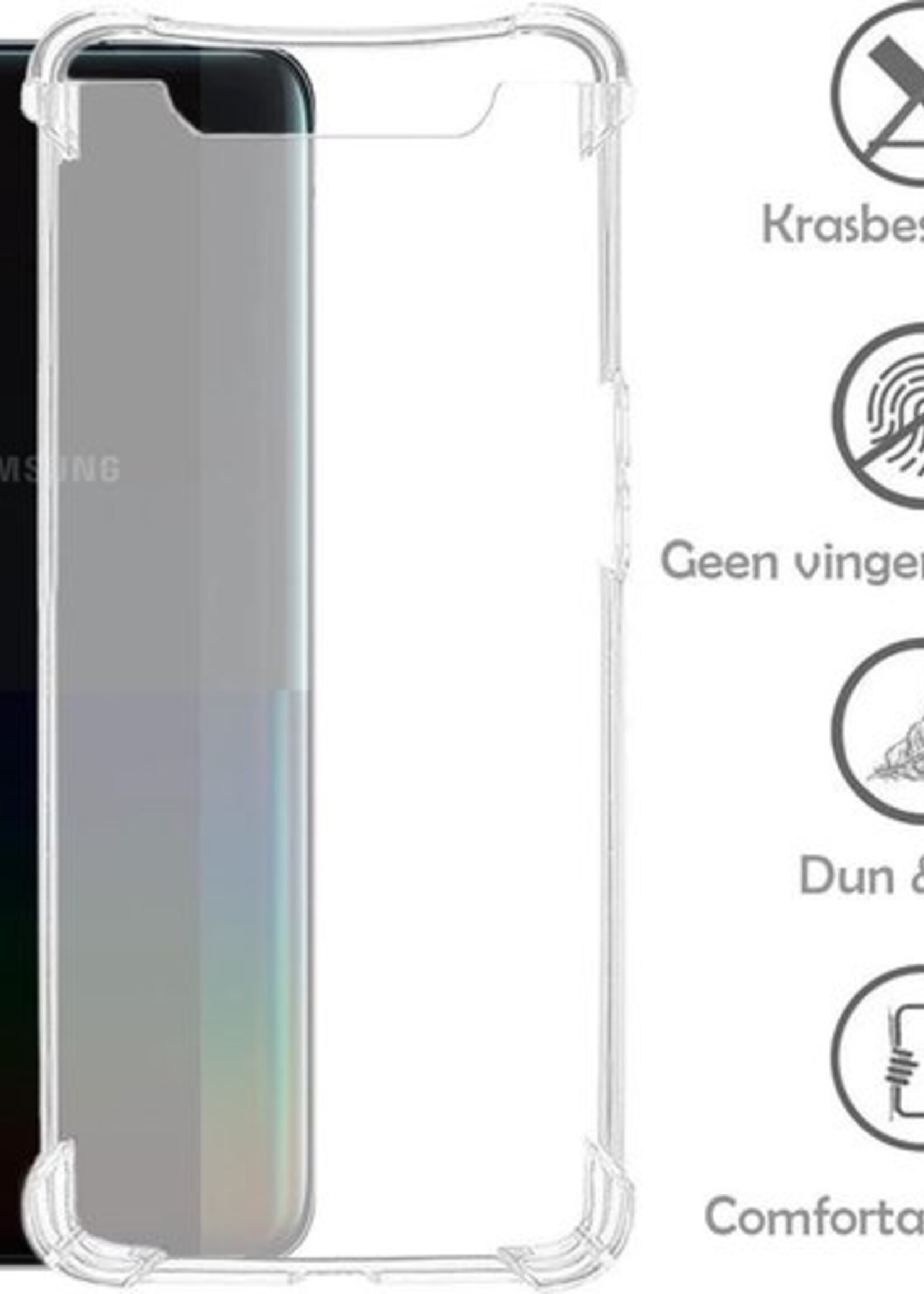 LUQ Hoesje Geschikt voor Samsung A90 Hoesje Shockproof Case Siliconen - Hoes Geschikt voor Samsung Galaxy A90 Hoes Cover Siliconen - Transparant - 2 Stuks