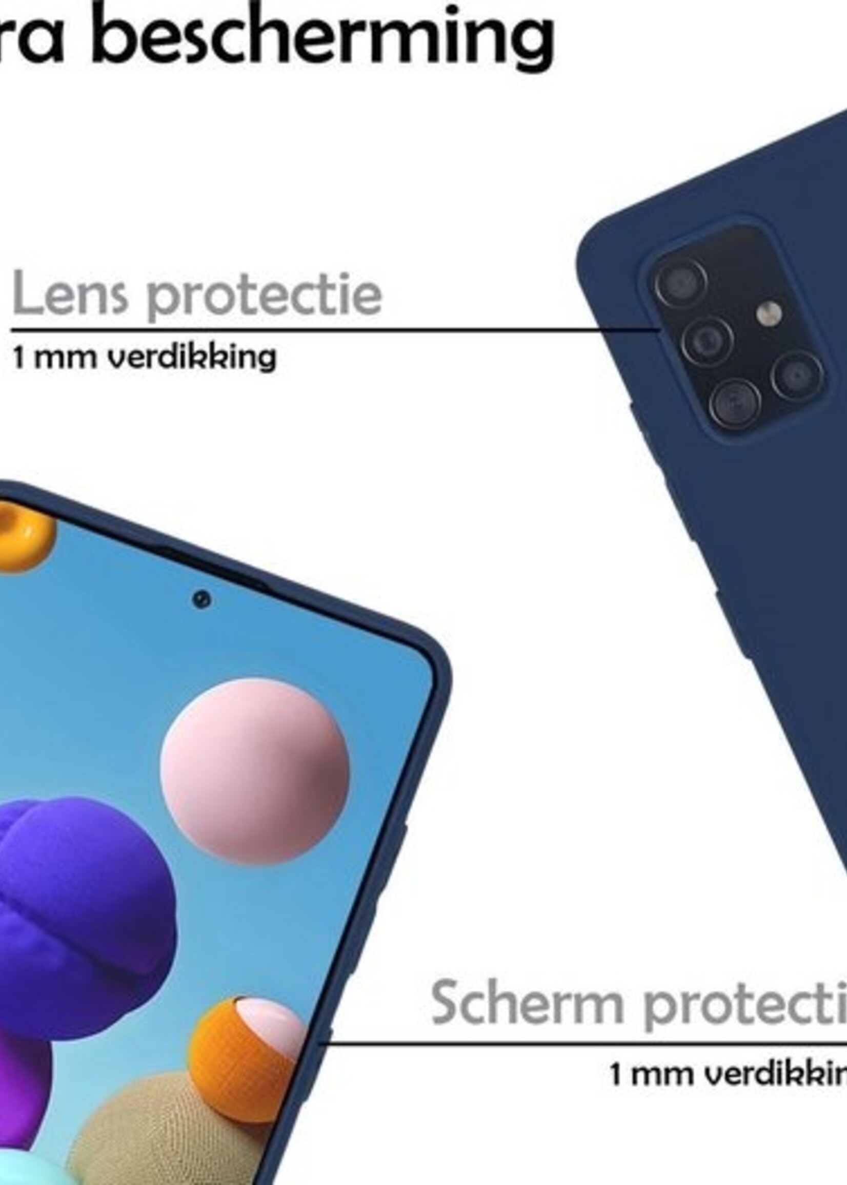 LUQ Hoesje Geschikt voor Samsung A51 Hoesje Siliconen Case - Hoes Geschikt voor Samsung Galaxy A51 Hoes Siliconen - Donkerblauw
