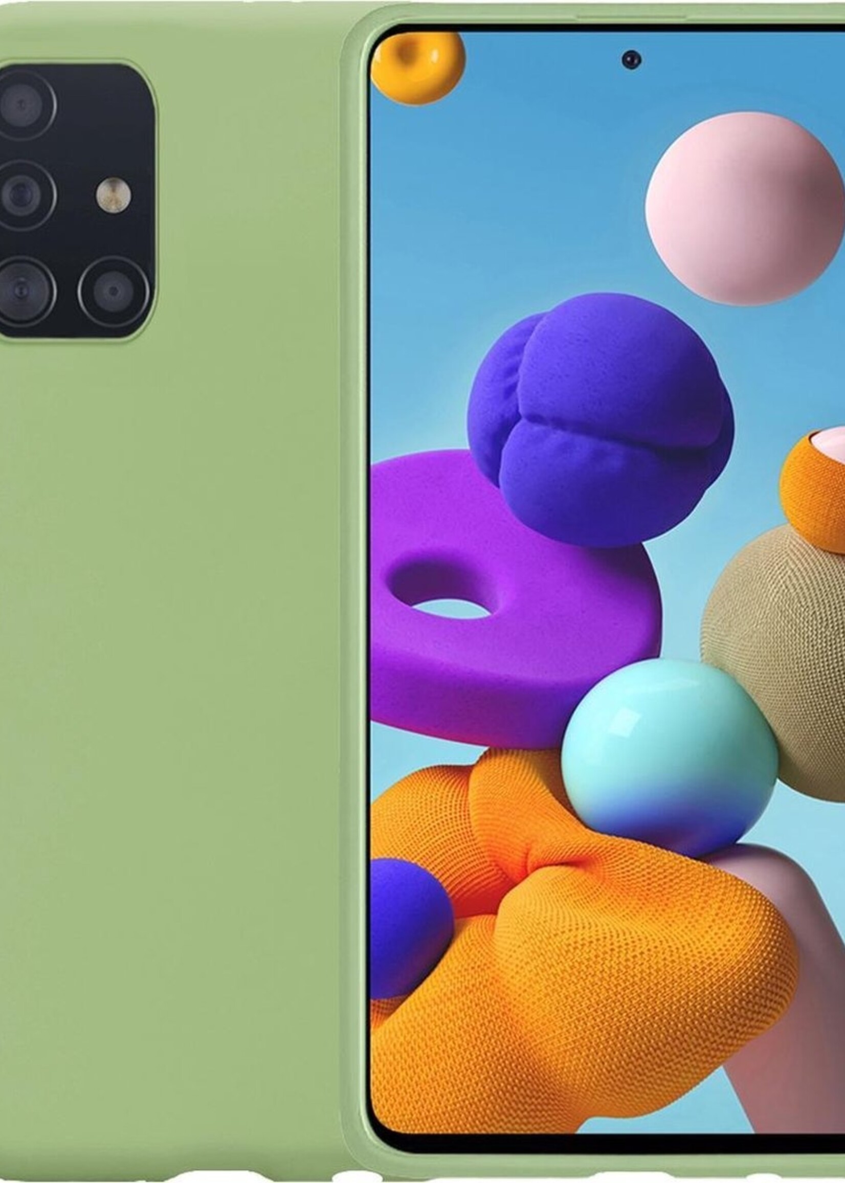 LUQ Hoesje Geschikt voor Samsung A71 Hoesje Siliconen Case - Hoes Geschikt voor Samsung Galaxy A71 Hoes Siliconen - Groen